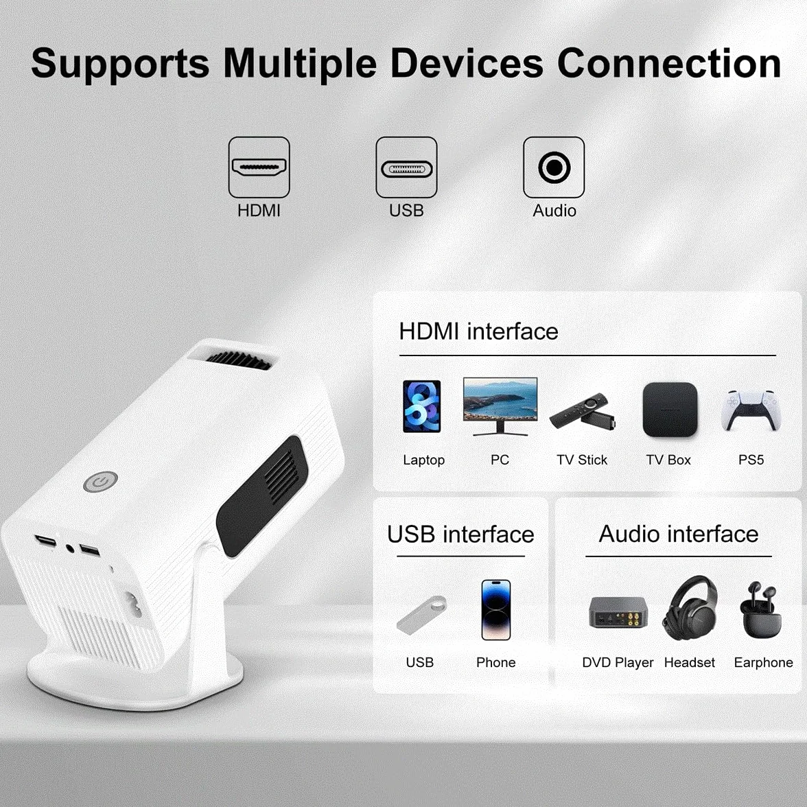 Mini projektor Android 11, 280 ANSI 4K, 8K, 1080P, WiFi, 6 BT5.0, przenośny projektor kina domowego z systemem Android/iOS (czarny)