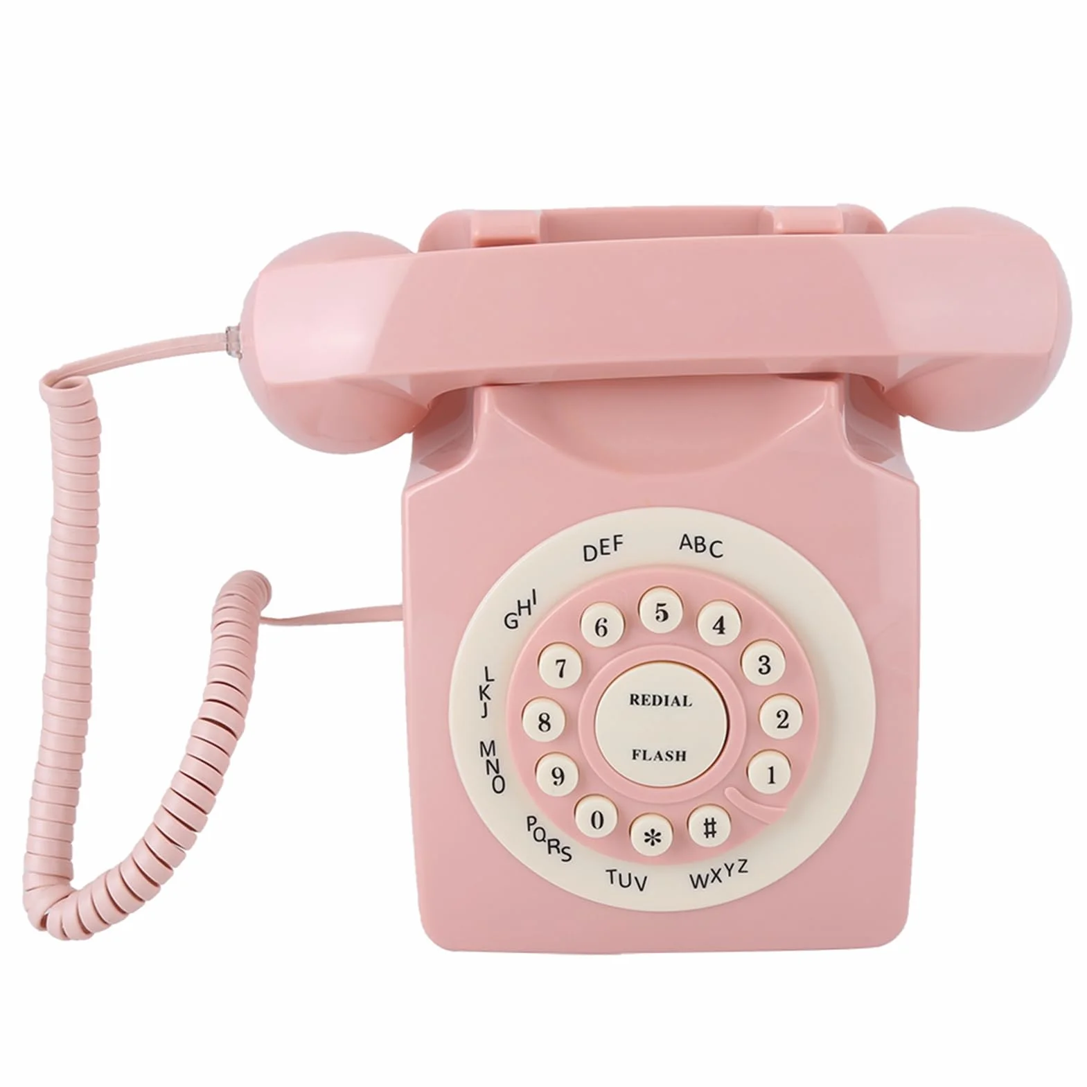 Telefon w Stylu Vintage — jakość Rozmów w Wysokiej Rozdzielczości do Domowego Biura — Różowy Telefon Stacjonarny w Stylu Retro z dużą klawiaturą — Idealny Styl Vintage do Komunikacji