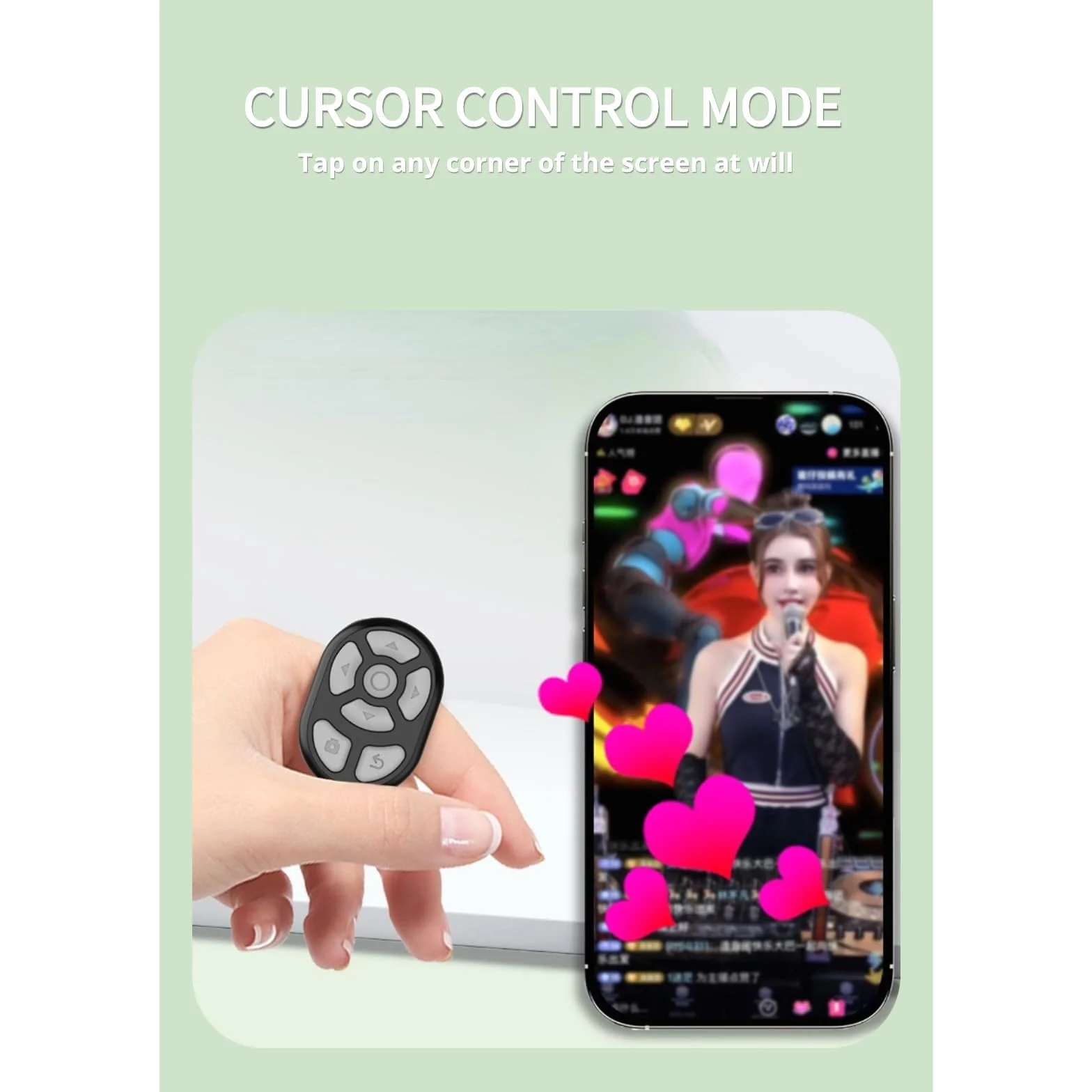 Pilot Bluetooth Przycisk Przewijania TikTok z Pierścieniem, Pilot na Palec do Nagrywania Wideo i Selfie kompatybilny z, Czarny