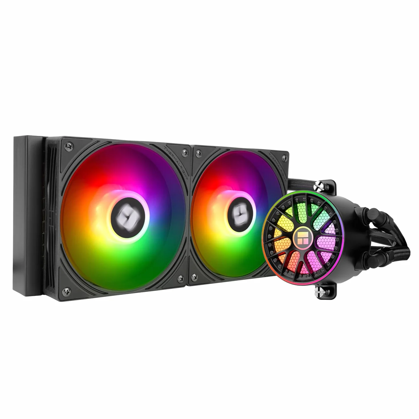 TR -AQUA ELITE 240 V6 ARGB Black AIO CPU Cooler, wentylatory chłodzące ARGB PWM z 2000 obr./min, dla Intel Lga1150/1151/1155/1156/1200/2011/1700/1851, AMD: AM4/AM5, etui 240mm AIO Radiator