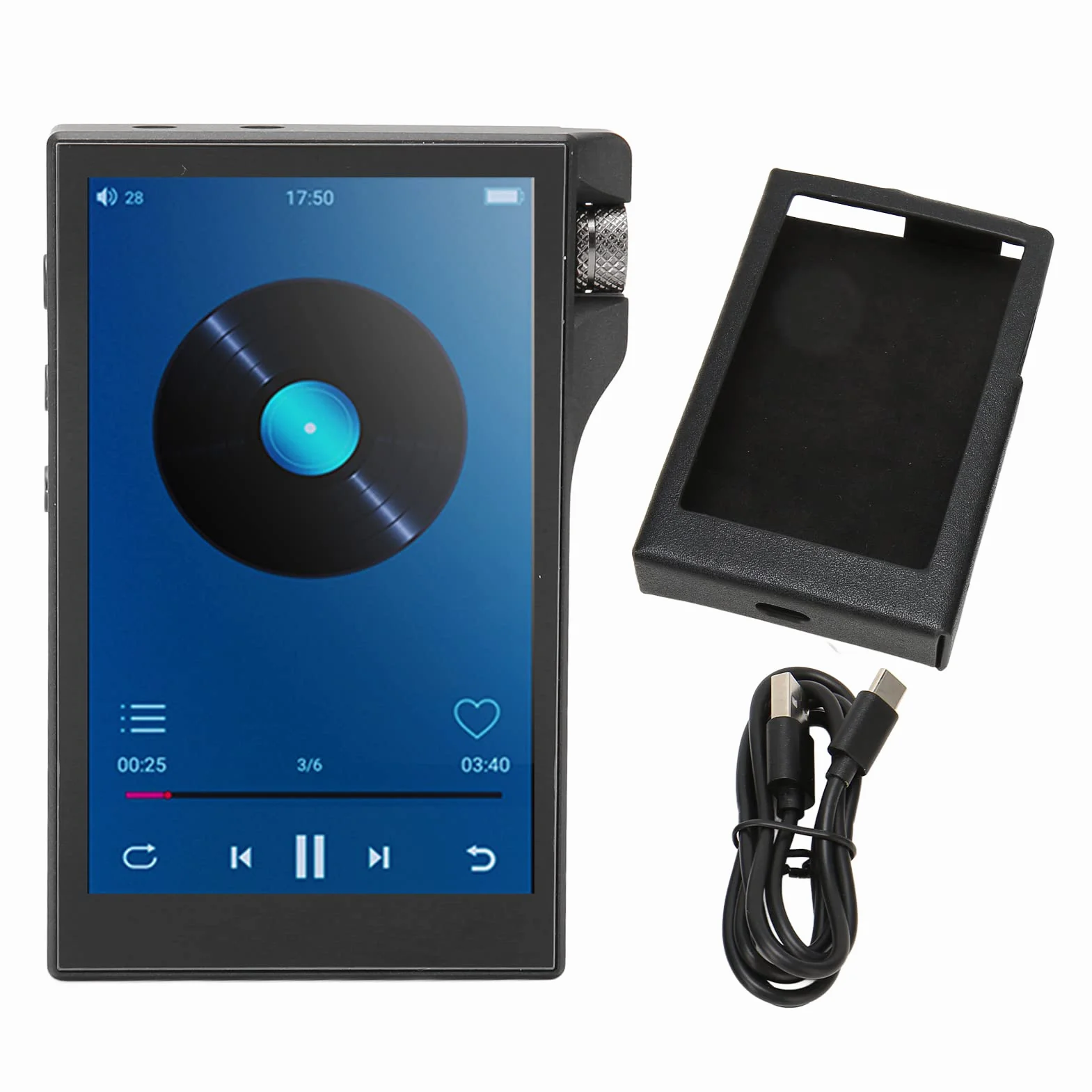 Odtwarzacz MP3 z Bluetooth, Q8 4,0-calowy w Pełni Dotykowy Ekran Odtwarzacz MP3 MP4 dla Androida 9.0, 16G 3800mAh Bezstratny Odtwarzacz Muzyczny HIFi z Głośnikiem, do 256 GB z (Czarny)