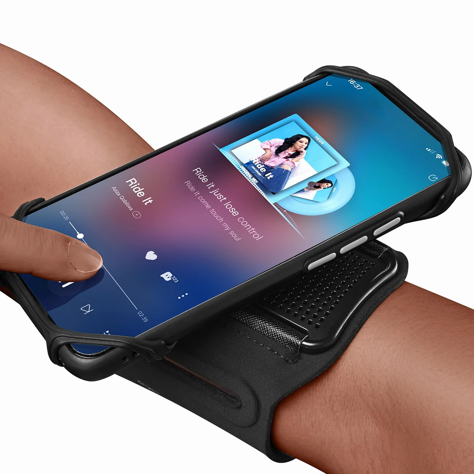 Opaska do Biegania Sportowa przez MMOBIEL – Sportowa Opaska na Telefon Komórkowy Obrotowa 360° dla iPhone 17 16 15 Pro Max, Samsung Galaxy S26 S25 S24 Series – Pasuje do Smartfonów 4.5–7.5 Cala-Czarny