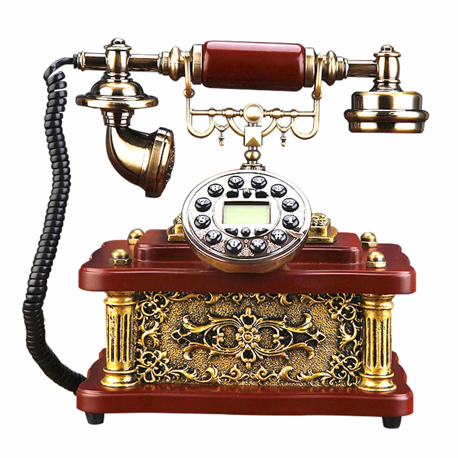 WangXLDD Telefon vintage antyczny telefon biurowy, klasyczny telefon przewodowy z przyciskiem z wyświetlaczem LCD, do domu, biura, hotelu, dekoracja