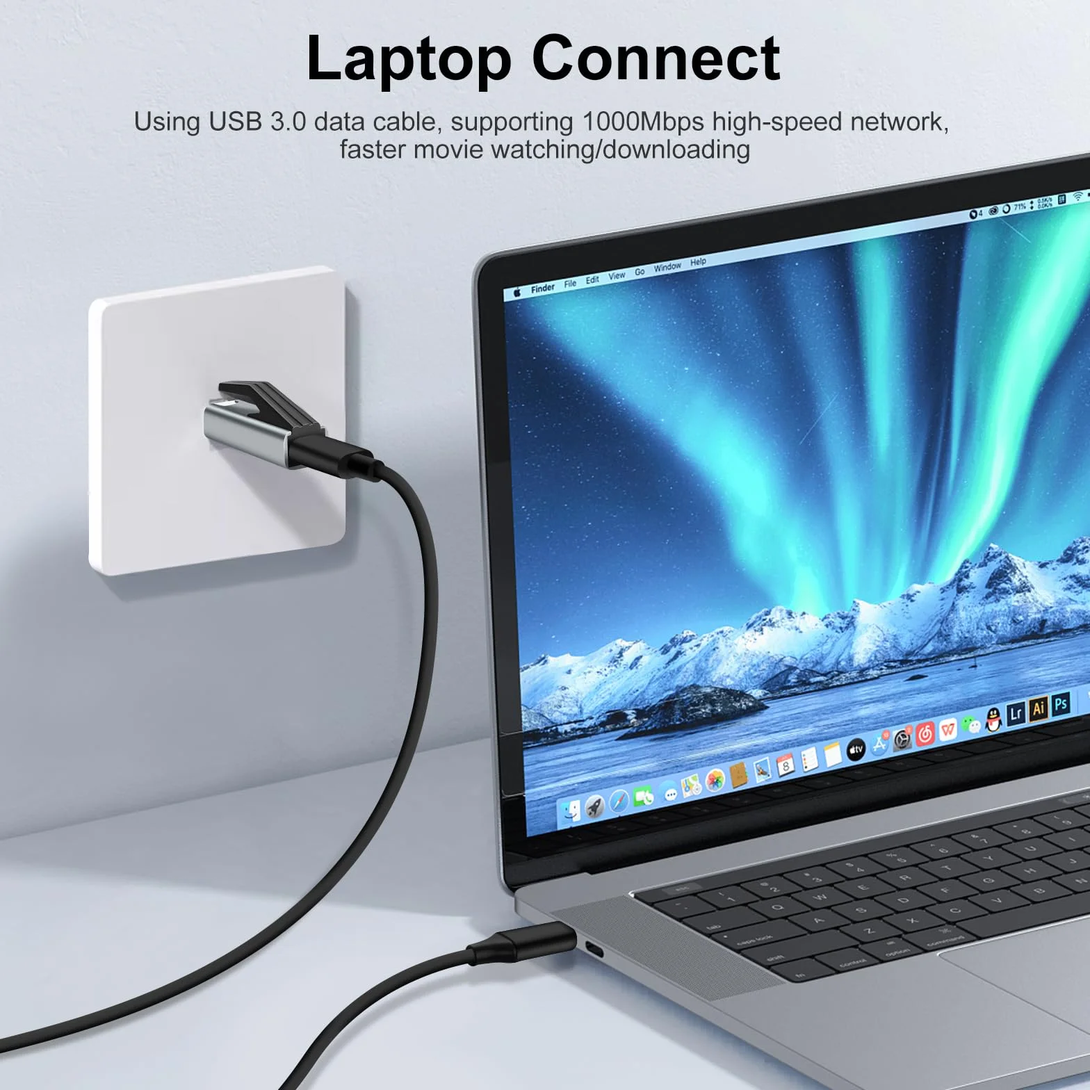 Adapter USB C na Ethernet, złącze USB-C żeńskie na męskie złącze gigabitowe RJ45 1000 Mb/s do Chromebooka/MacBooka Pro, Thunderbolt 3 typu C Network Dongle