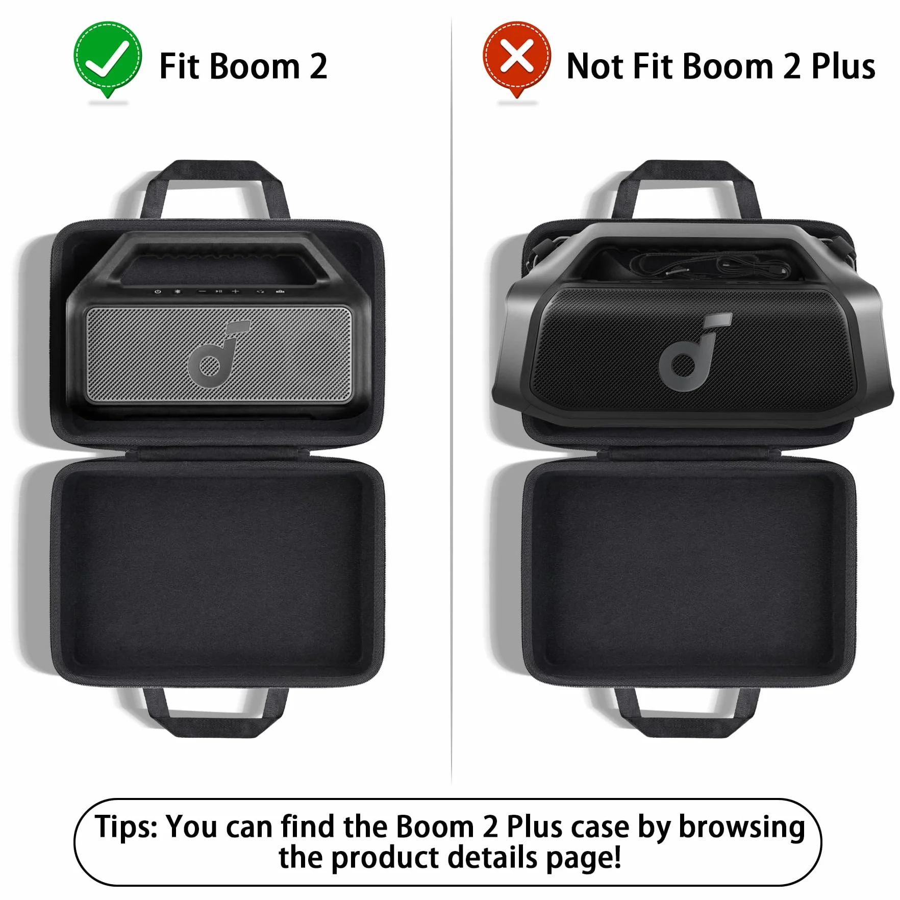 co2CREA Twarde etui podróżne do głośnika Bluetooth, tylko etui