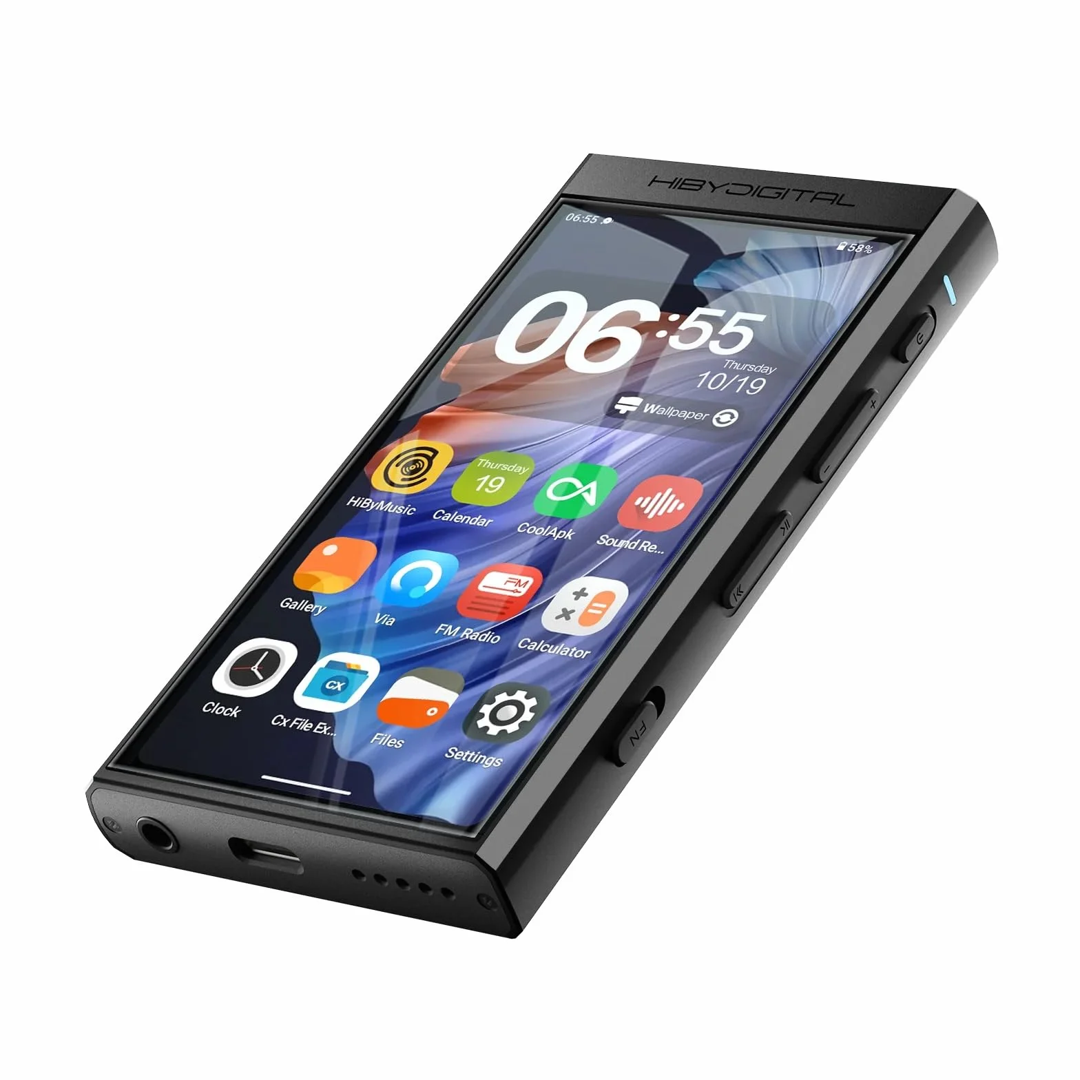HiBy Cyfrowy odtwarzacz audio M300 z wbudowanym głośnikiem, Android 13 OS, Bluetooth, WiFi, FM, PCM768k, DSD256, 32 GB (czarny)