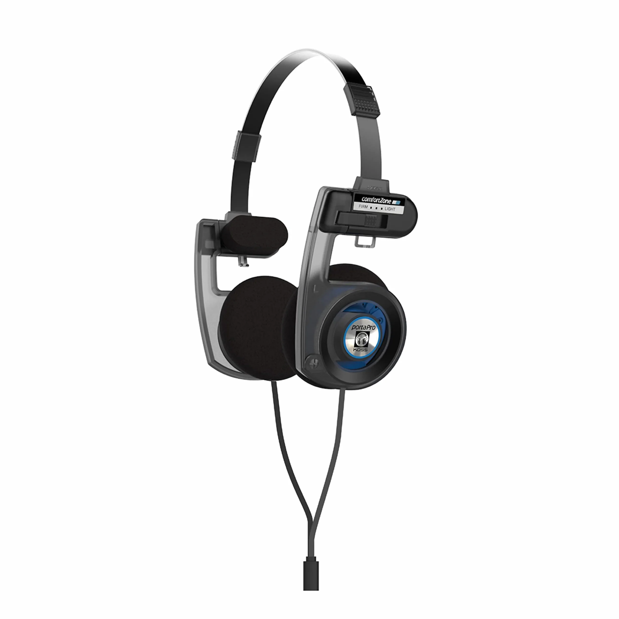 Koss Porta Pro Utility, zdejmowany system wymiennych przewodów, składana konstrukcja, Stealth Grey