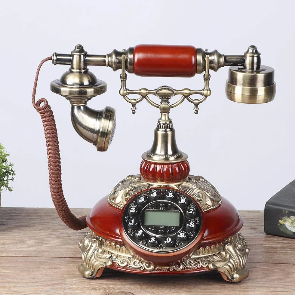 Telefon stacjonarny w stylu retro, europejski telefon stacjonarny do biura domowego, klasyczny telefon stacjonarny w stylu retro z uchwytem na słuchawkę ze stopu Zi, ozdoby świąteczne, walentynki, ur