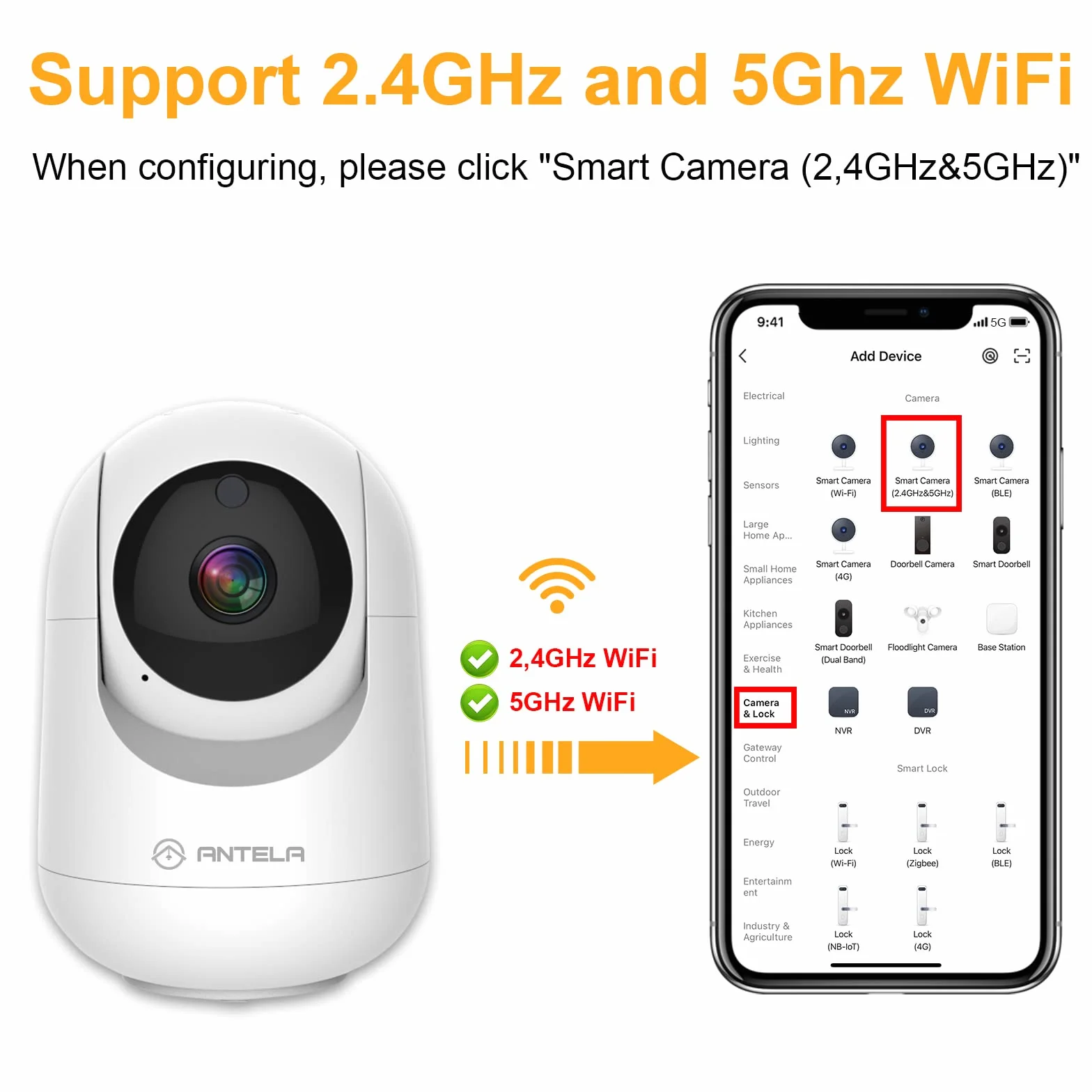 ANTELA Kamera Wi-Fi IP 1080p, kamera do monitoringu, do wnętrz, 2,4/5 GHz, Wi-Fi, 355°/80°, dwukierunkowe audio, widoczność w nocy na podczerwień i wykrywanie ruchu, kompatybilna z Alexa/Google Home, 2 szt