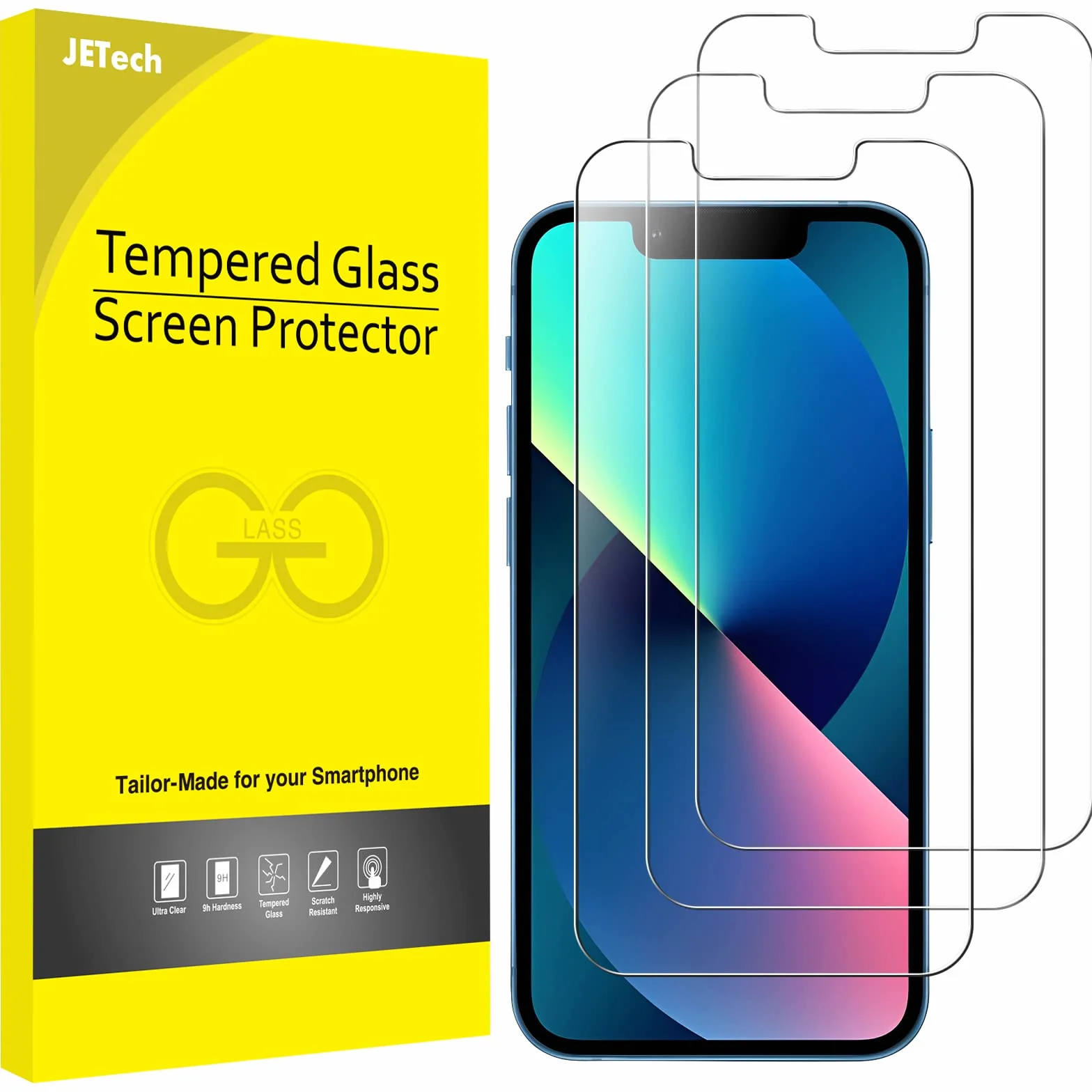 JETech Ochraniacz Ekranu iPhone 13 Mini 5,4 Cala Szkło Hartowane 3 Sztuki