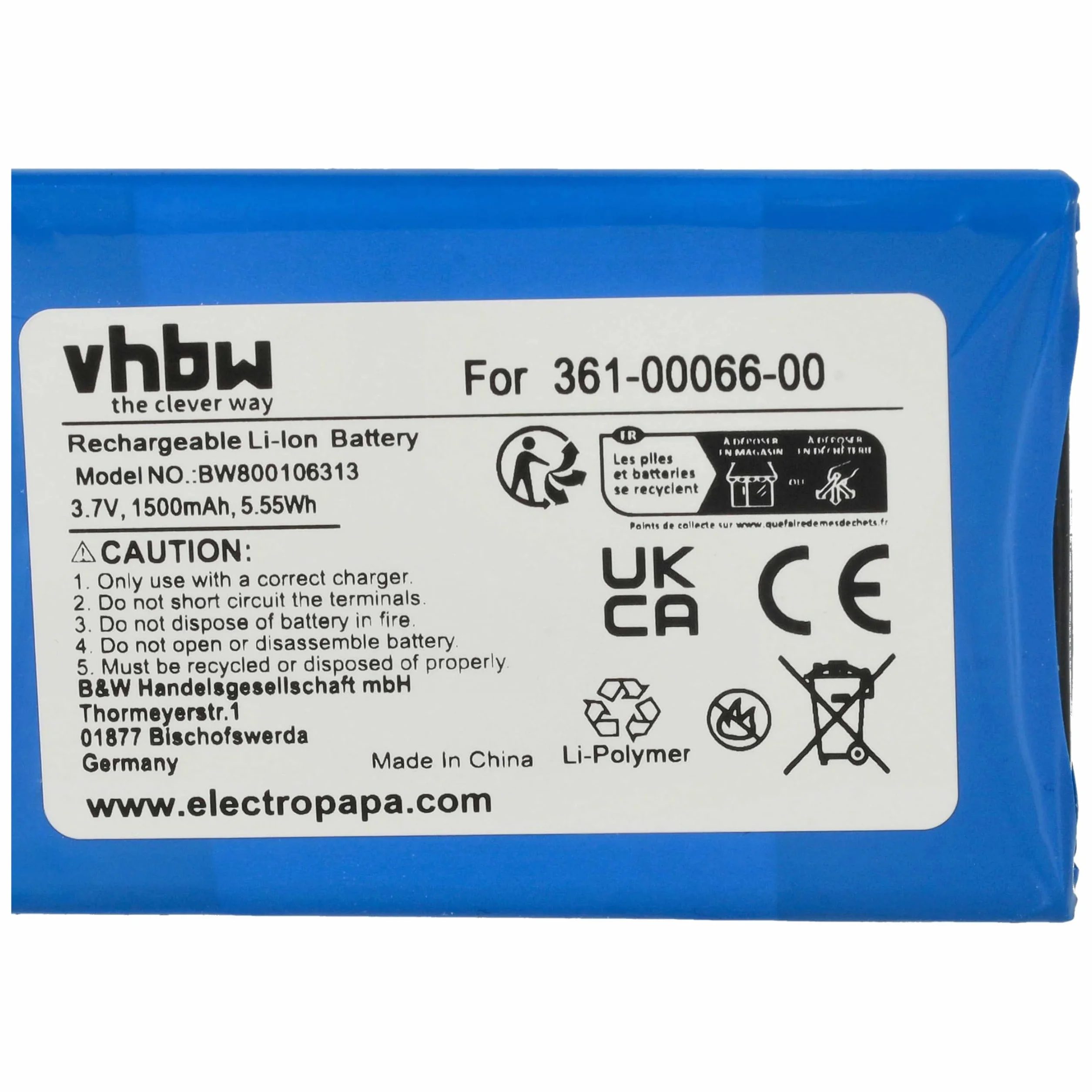 vhbw Bateria kompatybilna z Garmin Dezl 770, 760LMT-D, 760LMT GPS Navigation Navi (1500 mAh, 3,7 V, litowo-jonowa)