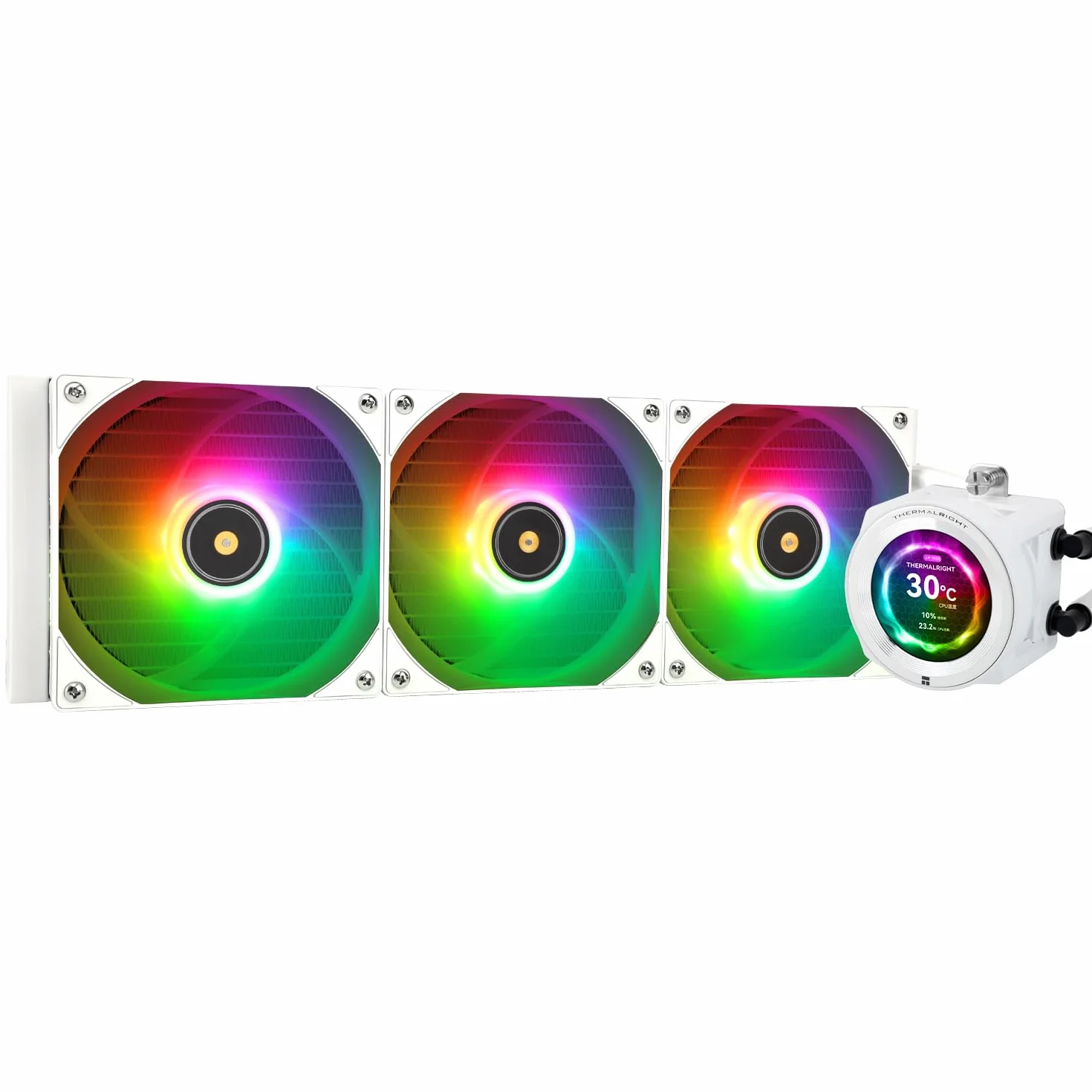 Thermalright Core Vision 360 White ARGB, chłodzenie cieczą CPU 360mm AIO, ekran IPS LCD 480×480, dla AM4/AM5/Intel LGA1700/1851, 2,1-calowy magnetyczny ekran LCD do obrazów