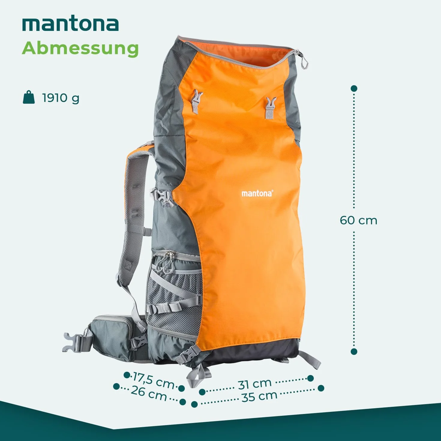 Mantona ElementsPro 50 plecak outdoorowy i na aparat fotograficzny (odpowiedni do 1 do 2 aparatów, od 4 do 5 obiektywów, zasilacz i akcesoria, kieszeń na laptopa do 15 cali, z praktycznego nylonu z