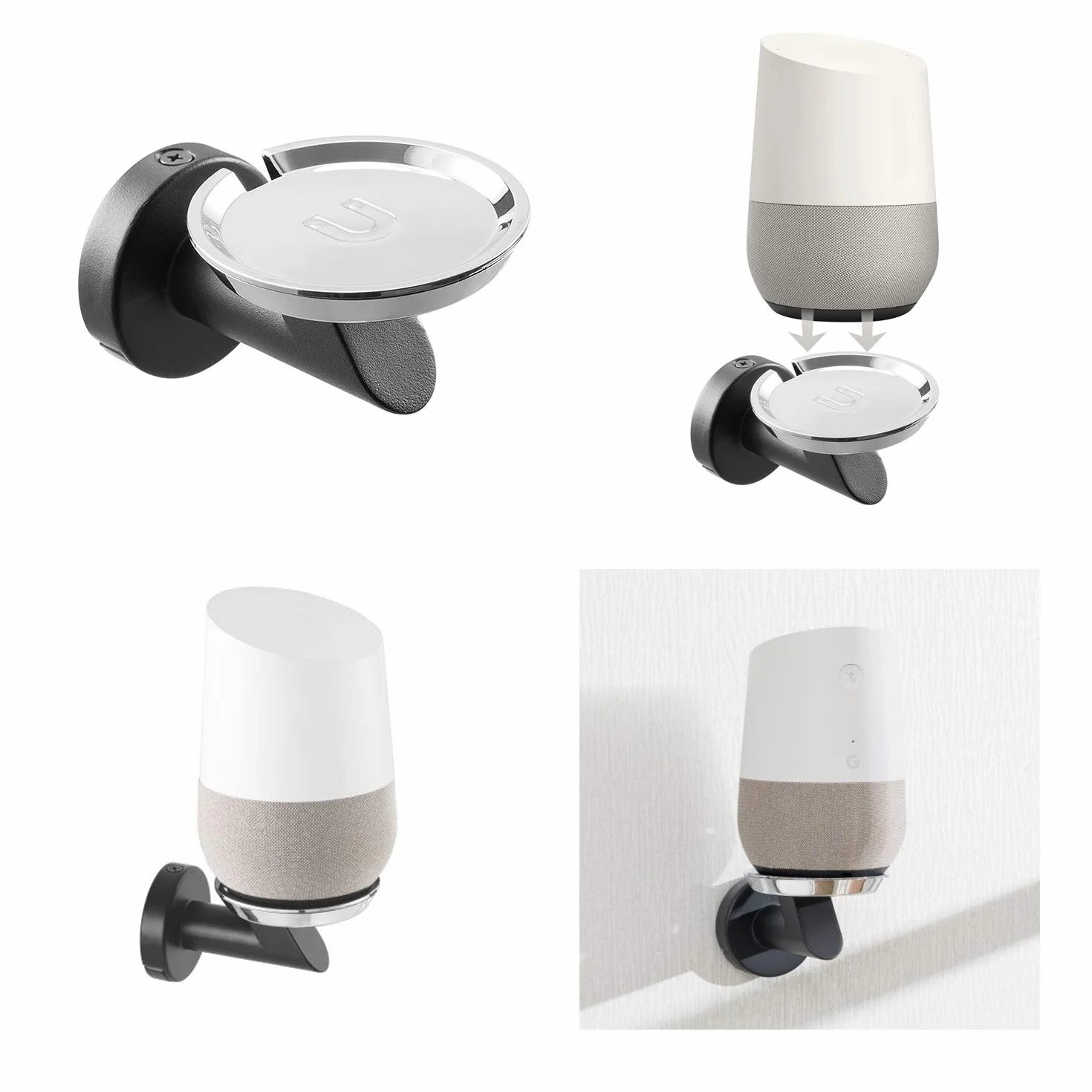 Maclean MC-857 Uchwyt Ścienny na Głośnik, Kompatybilny z Asystentem Google Home, Podstawka pod Głośnik, Pasuje do Głośników Google Home, Stabilna Konstrukcja Statywu Ściennego na Głośnik