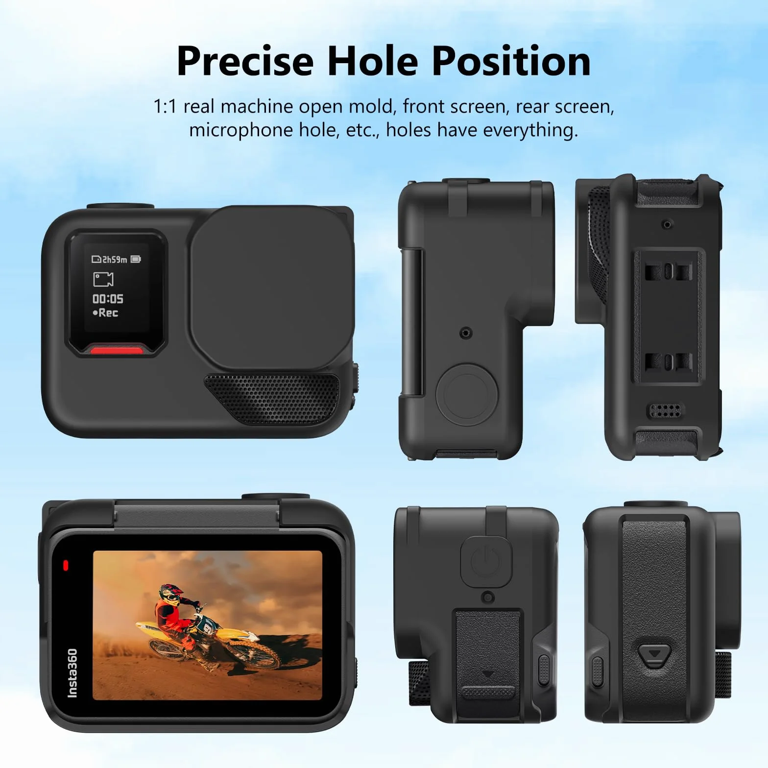 FTRONGRT Etui kompatybilne z Insta360 Ace Pro 2, odporne na zarysowania, miękkie silikonowe etui ochronne kompatybilne z aparatem Insta360 Ace Pro 2. Czarne