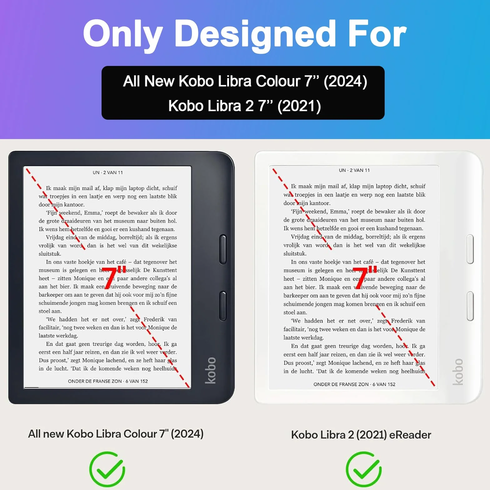 Caweet Ochrona Ekranu dla Kobo Libra Kolor 7 cali 2024 / Kobo Libra 2 Czytnik E-booków 7 cali 2021, Antyblaskowa Premium PET Folia Ochronna Mattowa z Pełną Pokrywą, 2 Szt