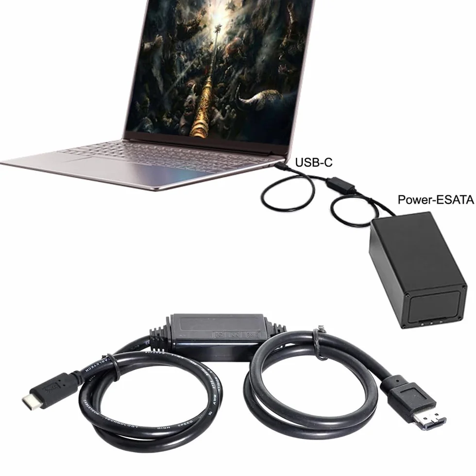 Konwerter USB-C typu C na zasilanie eSATA DC5V USB 3.0 na HDD/SSD/ODD eSATAp