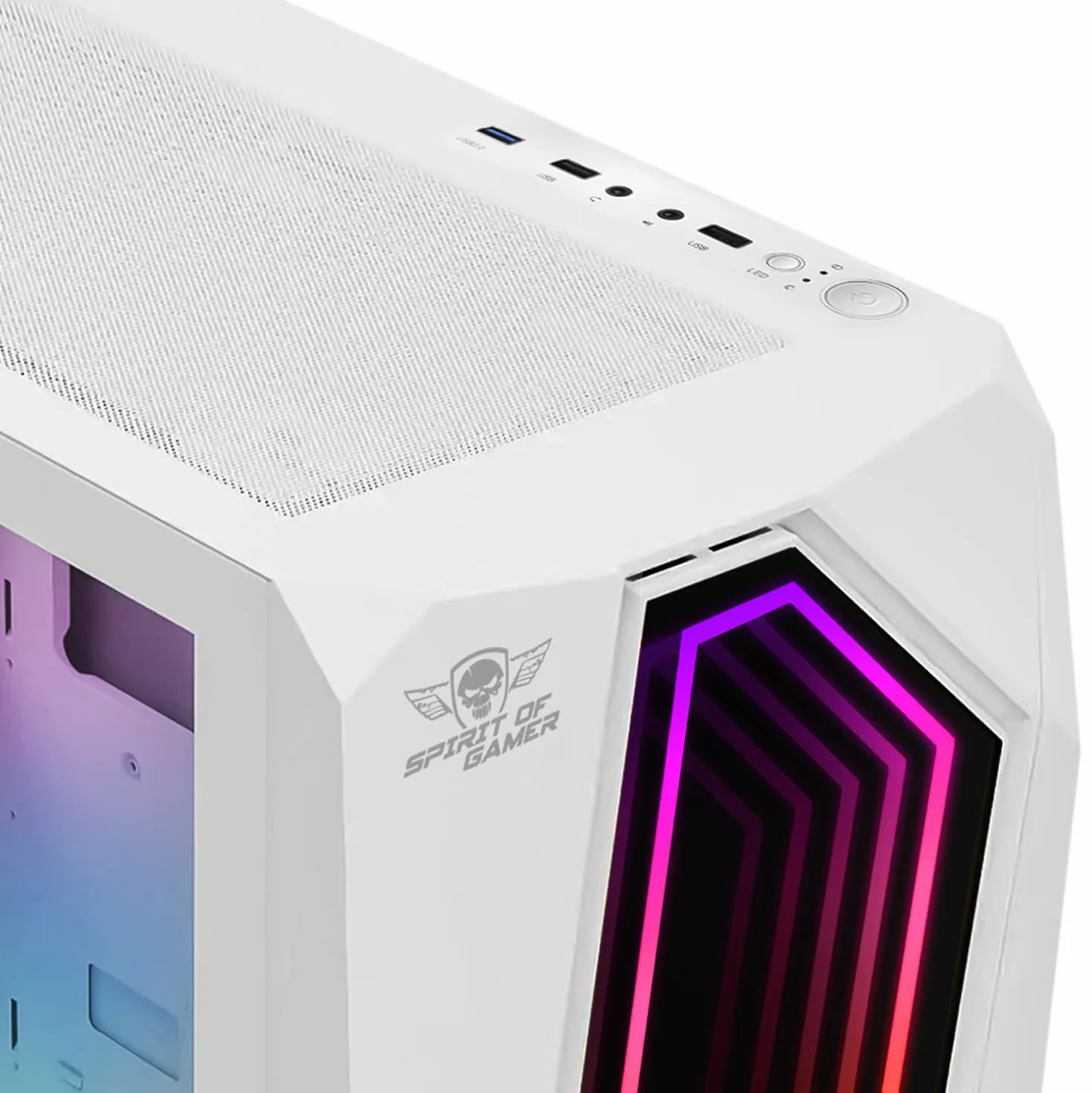 Spirit Of Gamer - Infinity Artic | Obudowa PC Gamer White RGB Medium ATX | Pusta wieża PC do gier ze ścianą boczną ze szkła hartowanego | Kompatybilny z ATX, mATX, ITX | 2 wentylatory PC 120 mm, w tym