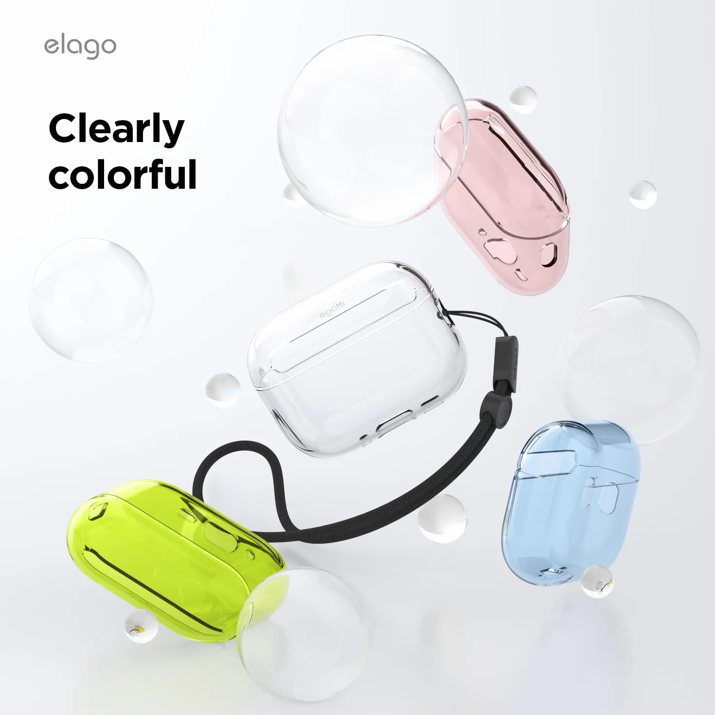 elago Etui Przezroczyste do AirPods Pro 3 | w Zestawie Pasek, Ograniczone Żółknięcie, Odporne na Wstrząsy, Pełna Ochrona, Bezprzewodowe Ładowanie (Neonowy Żółty)