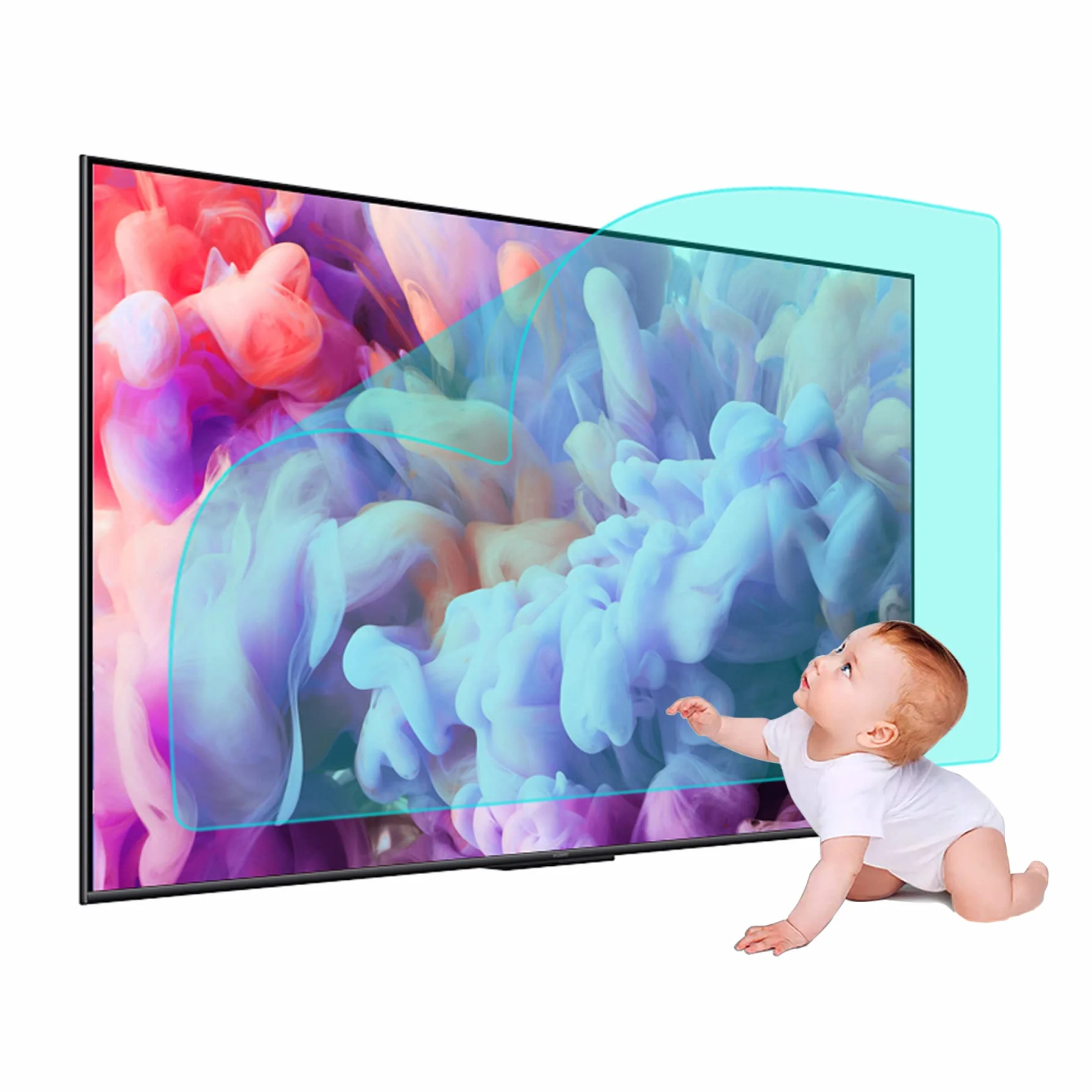 Folia ochronna do ekranu telewizora, Ochraniacz ekranu telewizora z przeciwodblaskowej folii na ekran 43-75 cali, filtruje niebieskie światło(55in1221x689mm)