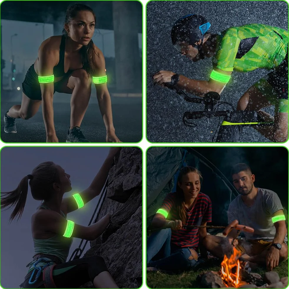 flintronic 2 sztuki podświetlanych pasków LED, pasek bezpieczeństwa dla dzieci, nocnych spacerów, świetlna bransoletka LED, magiczny pasek do biegania, jazdy na rowerze, joggingu itd., biała