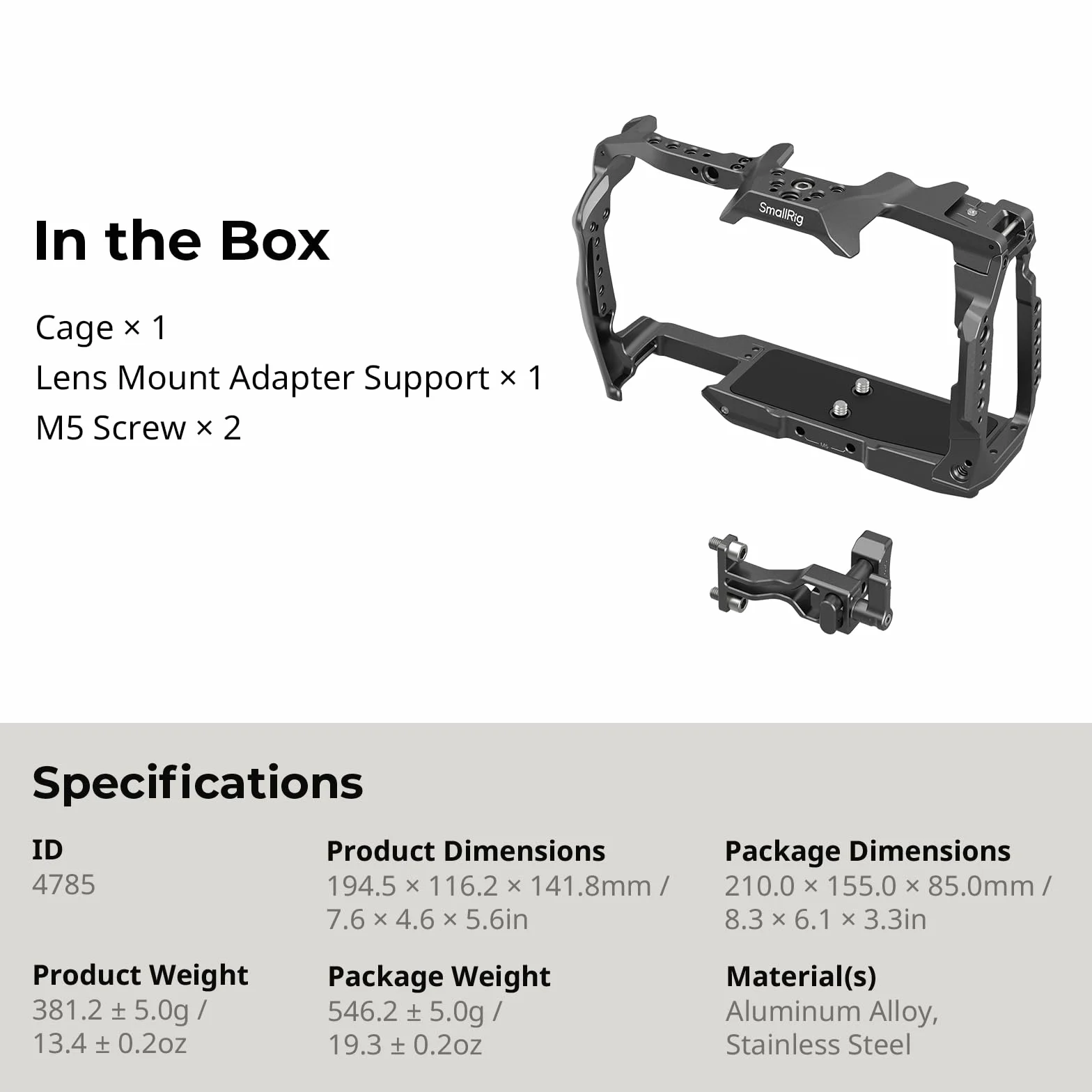 SMALLRIG Cage dla Blackmagic Design Cinema 6K, Pełna Klatki z Dołączoną Obsługą Konwertera Mocowania Obiektywu, Odporna na Odbicia, Odporna na Zarysowania, Wbudowanych Wiele Punktów Mocowania - 4785