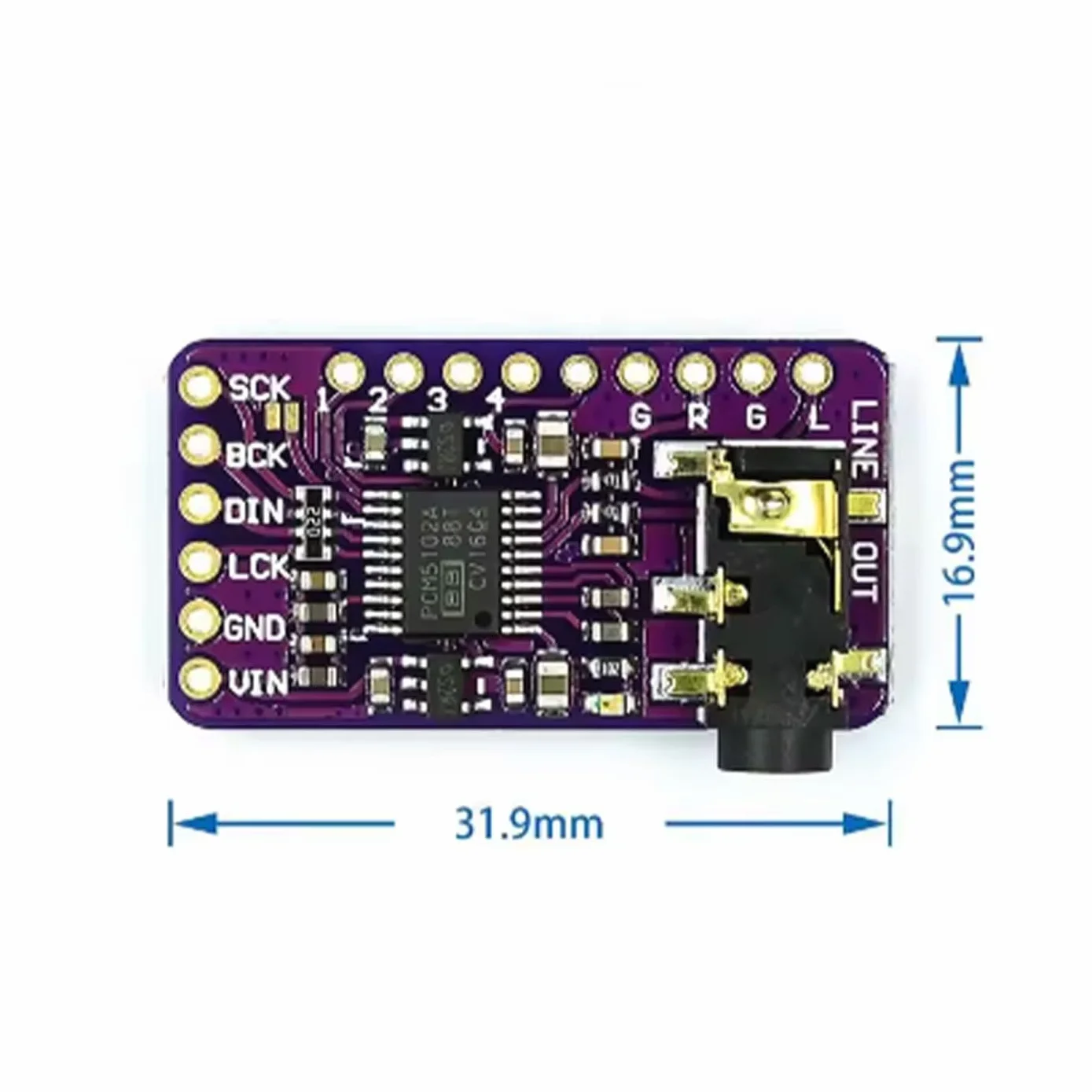 3 sztuki PCM5102 I2S IIS Lossless Digital Audio DAC dekoder moduły, PCM5102 I2S IIS Interfejs Player Board PHAT format z gniazdem 3,5 mm do Arduino