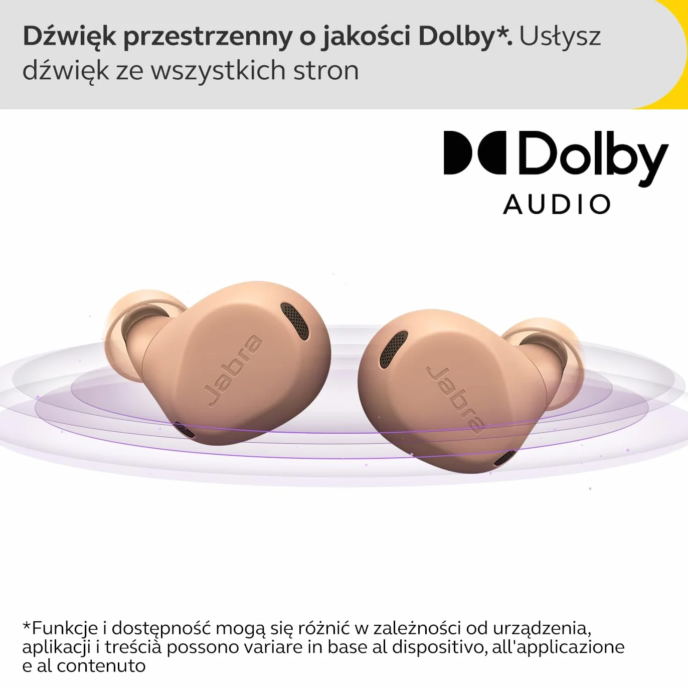 Jabra Elite 8 Active bezprzewodowe słuchawki douszne Bluetooth z adaptacyjną hybrydową aktywną redukcją szumów i 6 wbudowanymi mikrofonami, odporne na wodę i pot - karmel