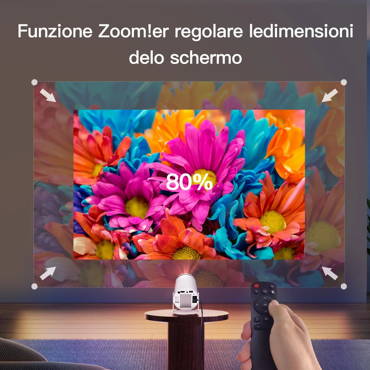 【Automatyczna Korekcja Trapezu】Inteligentny projektor HY300 Pro z Wi-Fi 6 i Bluetooth 5.4, 1080P i wsparcie 4K, Android 14, wbud. aplikacje, przen. mini projektor kompatybilny z HDMI/iOS/Android/USB