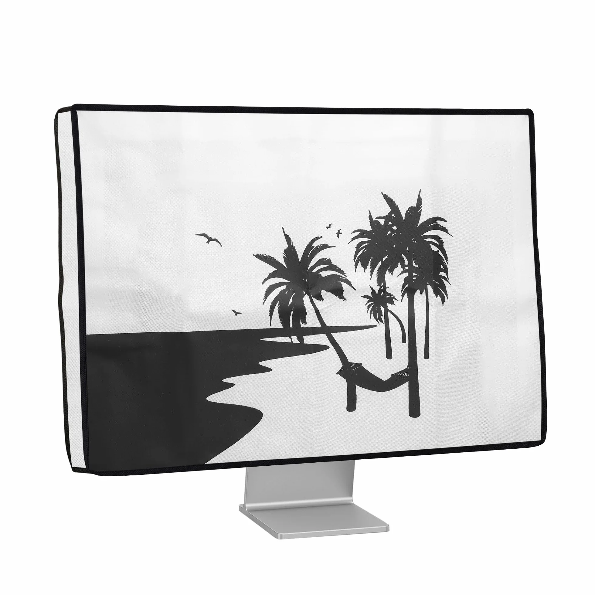 kwmobile Pokrowiec na monitor komputerowy 78.7-81.3 cm czarny/biały
