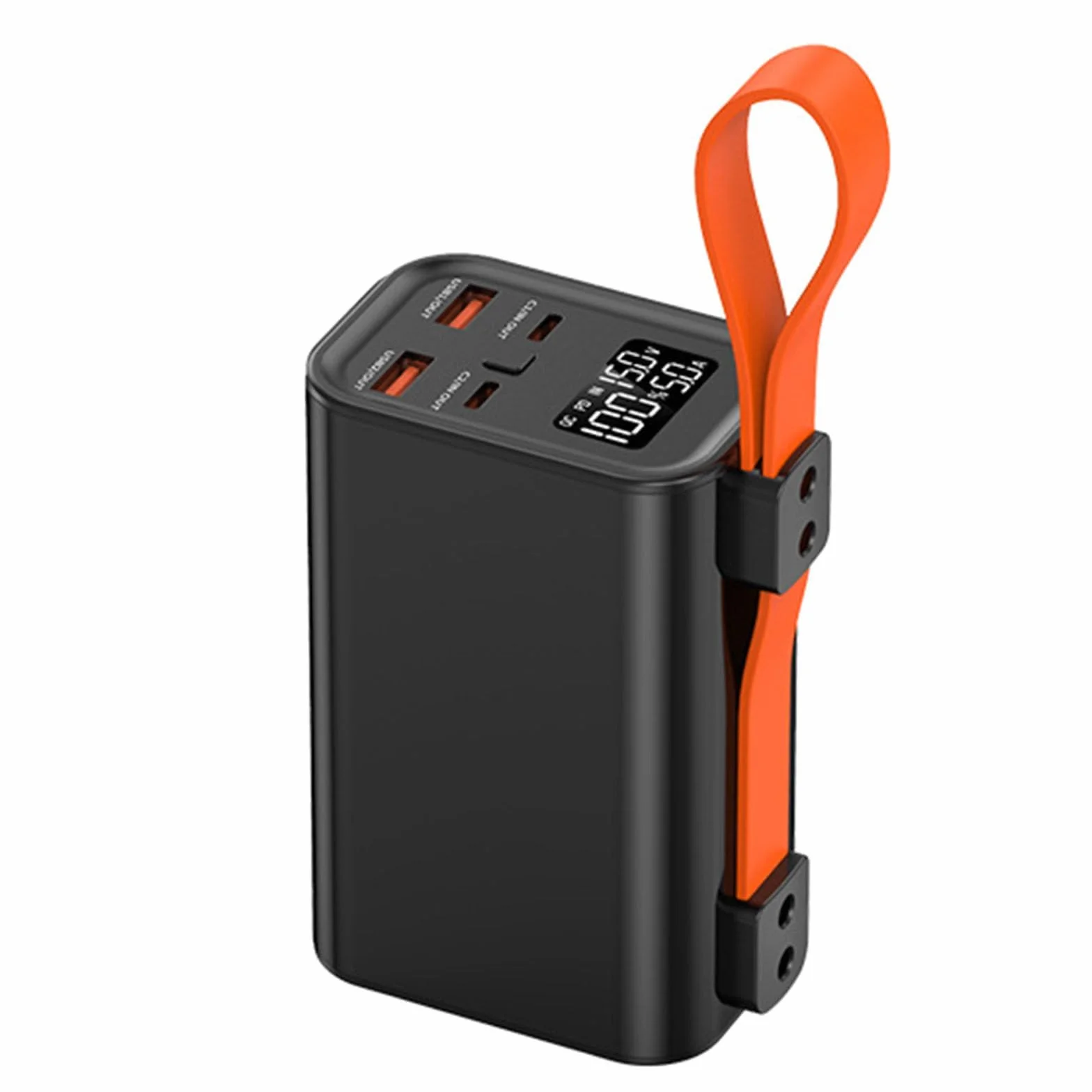 Przenośny Power Bank z diodą LED, wejście/wyjście PD 100 W, bateria o dużej pojemności 30000 mAh, do telefonów komórkowych i tabletów,Black