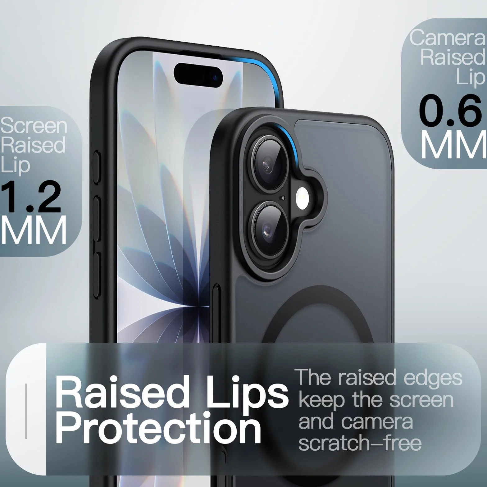 JETech Etui Magnetyczne iPhone 17 6,3 Cala MagSafe Półprzezroczysty Matowe Tył Odporne na Wstrząsy Czarny
