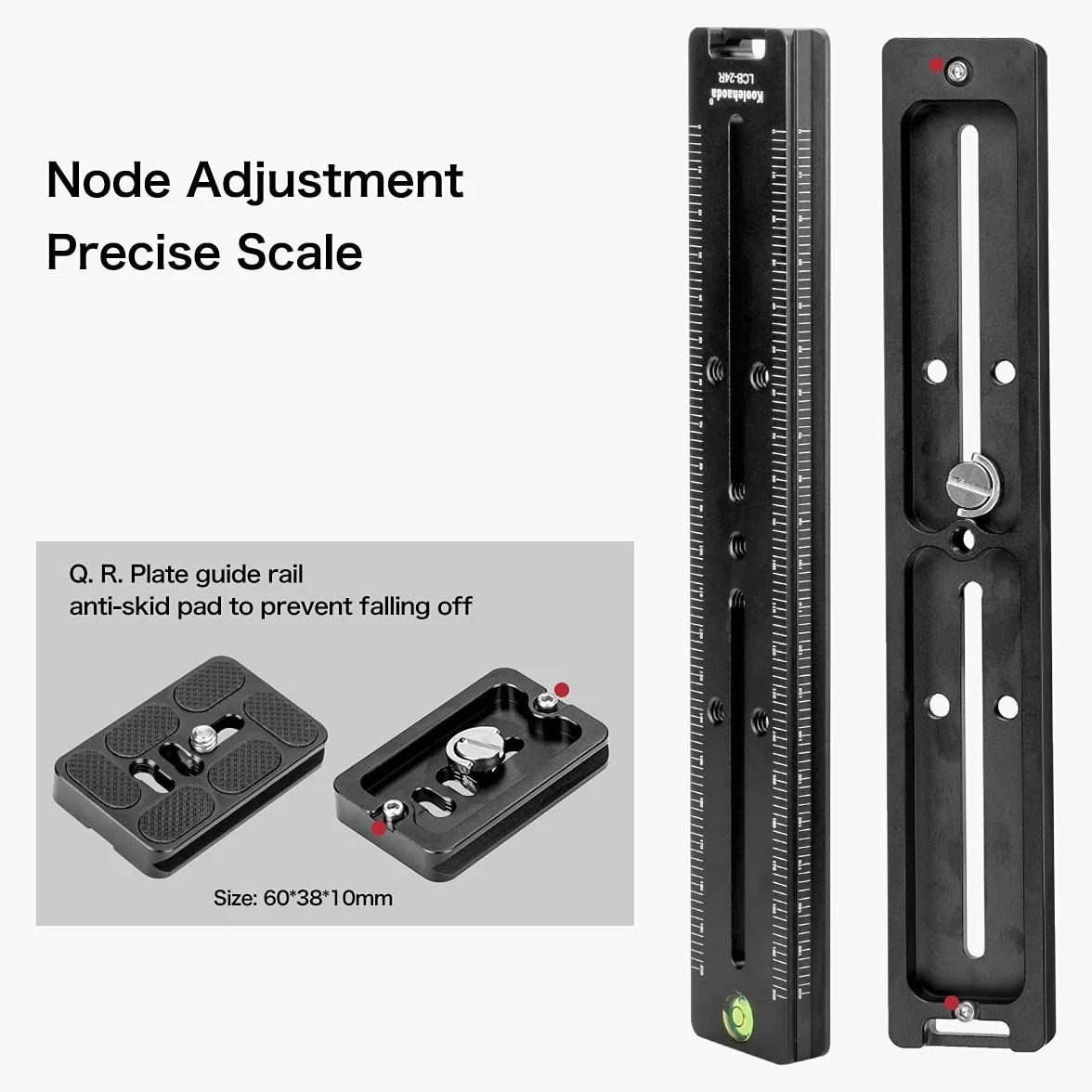 Koolehaoda 240 mm szyna węzłowa prowadnica metalowa Arca-Swiss Quick Release Plate Clamp, podwójny uchwyt kamery jaskółczy ogon uchwyt do aparatu DSLR statyw monopod głowica kulowa fotografia makro | Aluminiowa płyta szybkiego zwalniania CNC z poziomicą,