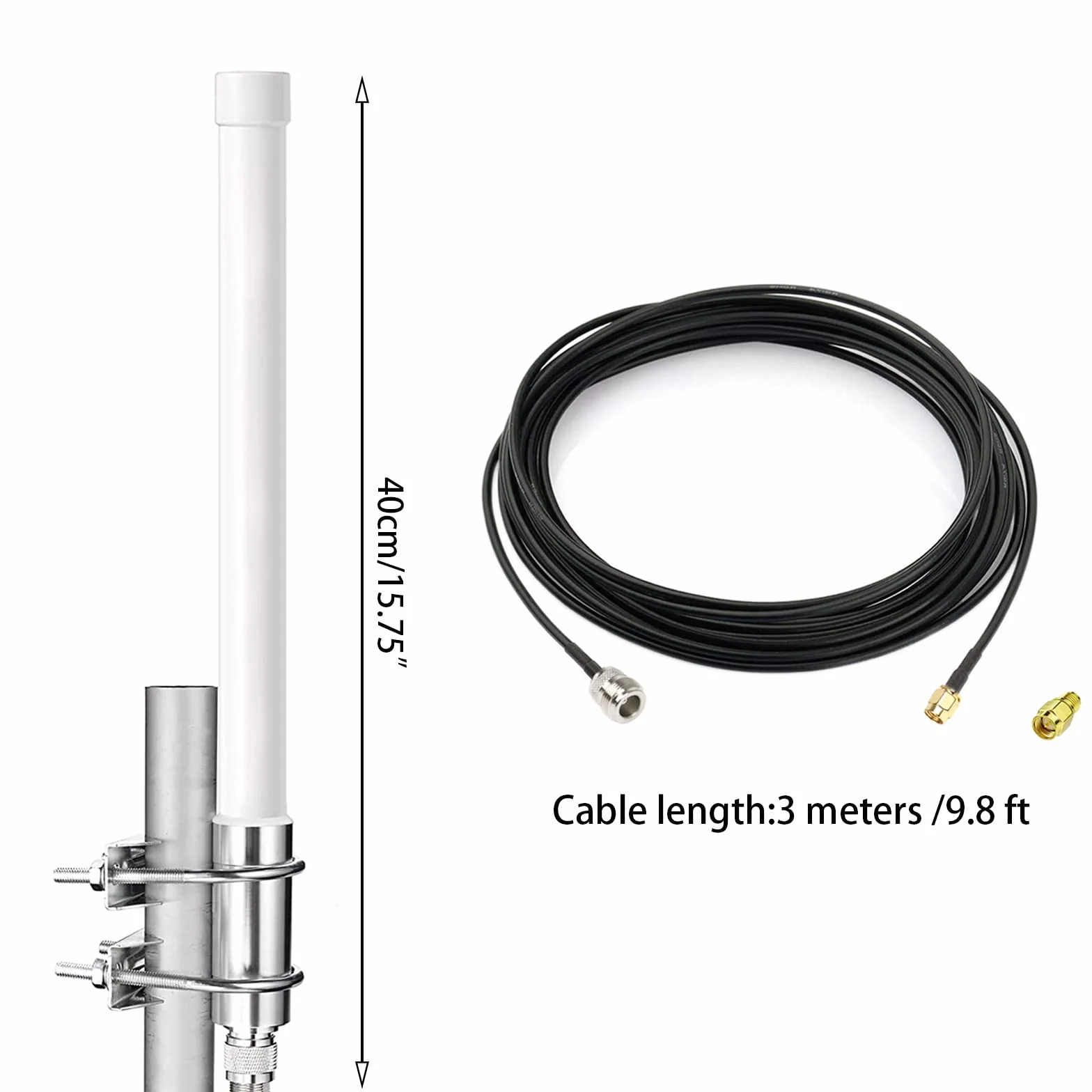Antena LoRa 868 MHz Outdoor 3dBi 40 cm, RAK włókno szklane antena z przedłużaczem 3 m, wzmacniacz sygnału WiFi, do RAK Nebra Bobcat HNT SyncroBit LoraWan Gateway Lora moduł repeater