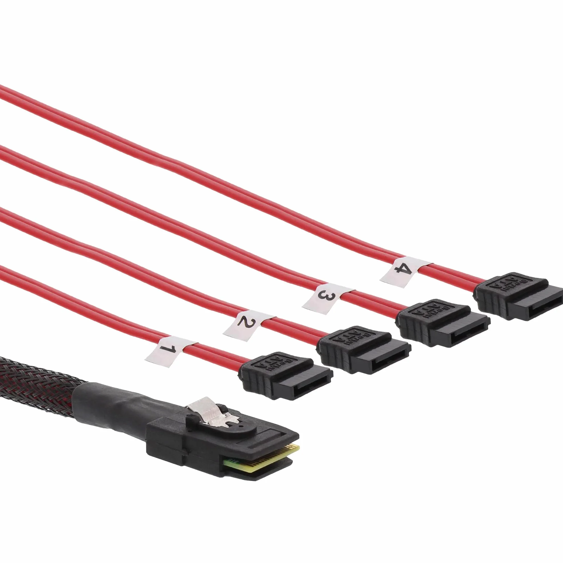 InLine 27610 SAS kabel przyłączeniowy, Mini SAS SFF8087 do 4 x SATA, Crossover, OCF, 0,75 m