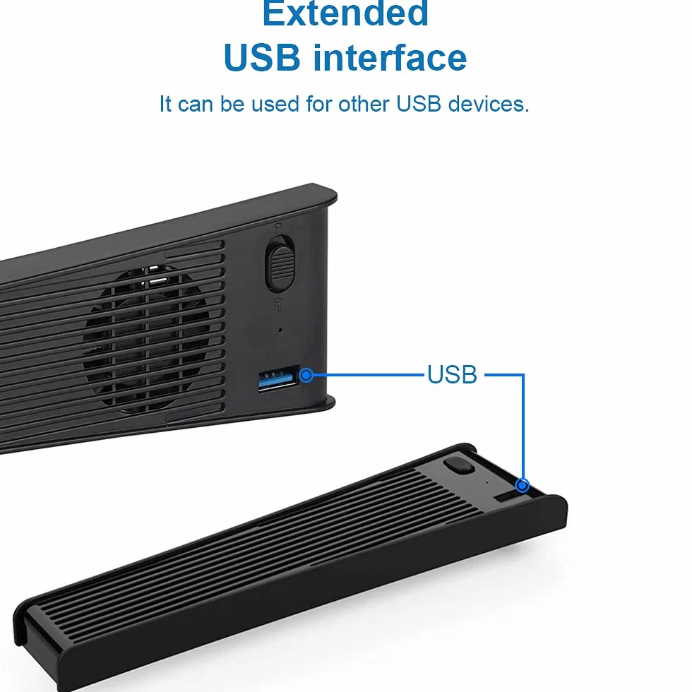MMOBIEL 3 Zewnętrzne wentylatory chłodzenia z USB 3.0, kompatybilne z PlayStation 5 (PS5) i PS5 Digital Edition, Black, w tym USB 3.0-Port [gra wideo]