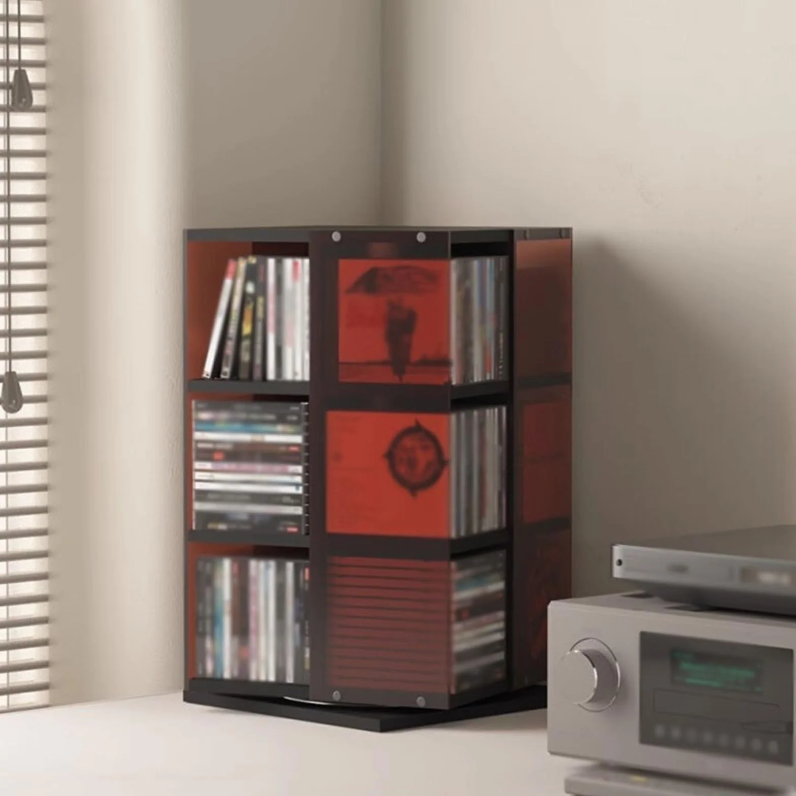 Organizator półki na DVD Obrotowy stojak na płyty CD, akrylowy albumy do biura domowego Stojak do przechowywania płyt CD