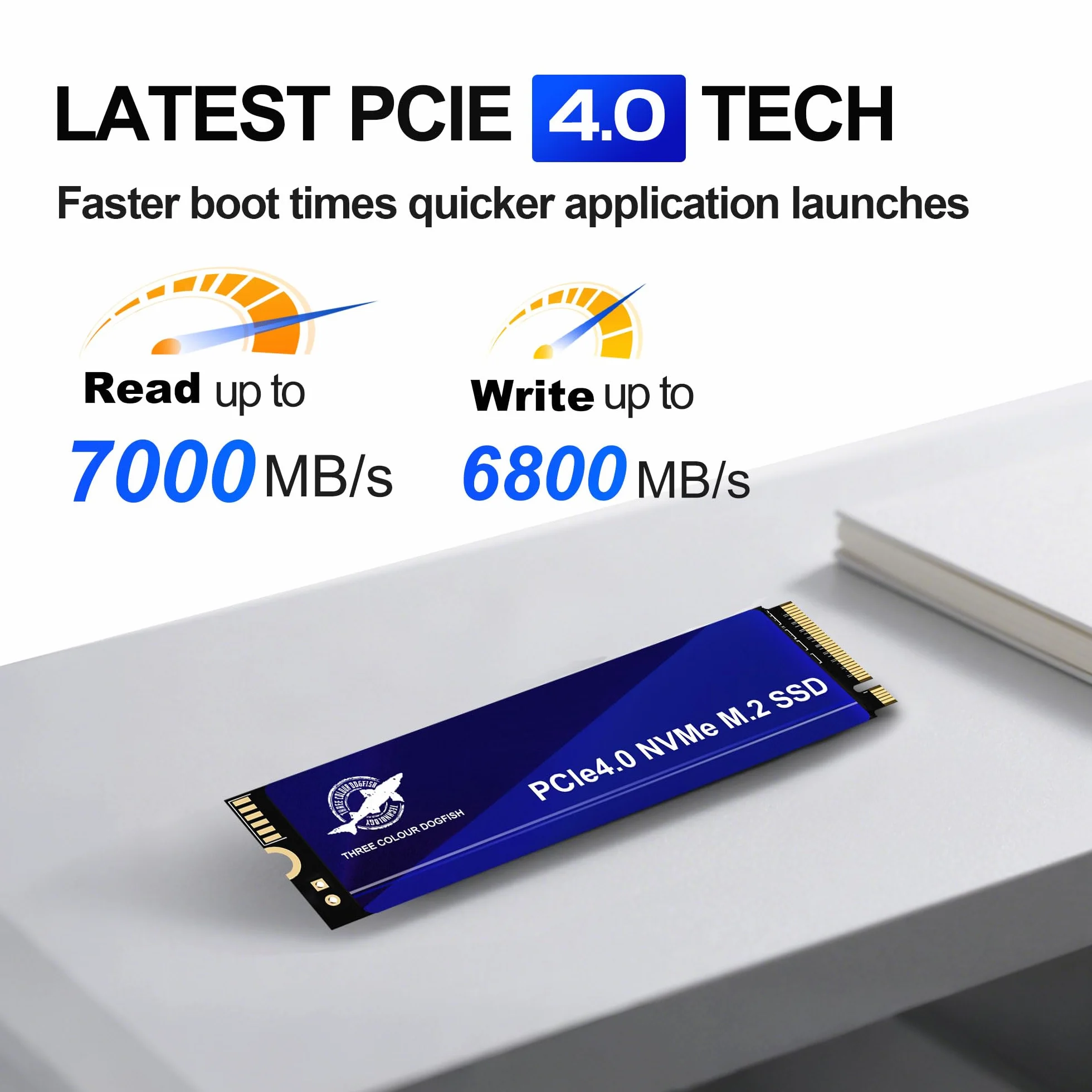 Dogfish 2 TB wewnętrzny dysk SSD M.2 PCIe 4.0 NVMe 2280 Gen 4x4 do 7000 MB/s 3D NAND Flash M Key, rozszerzenie pamięci do komputera stacjonarnego, laptopa ps5
