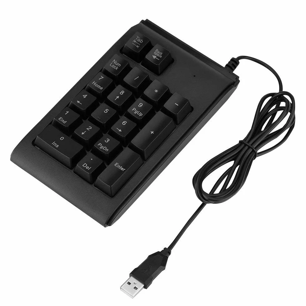 Vbestlife Klawiatura numeryczna USB, 19 klawiszy 3 kolorowe przenośna numeryczna, mini podkładka pod przewody, mechaniczna klawiatura do gier do laptopa komputera stacjonarnego PC