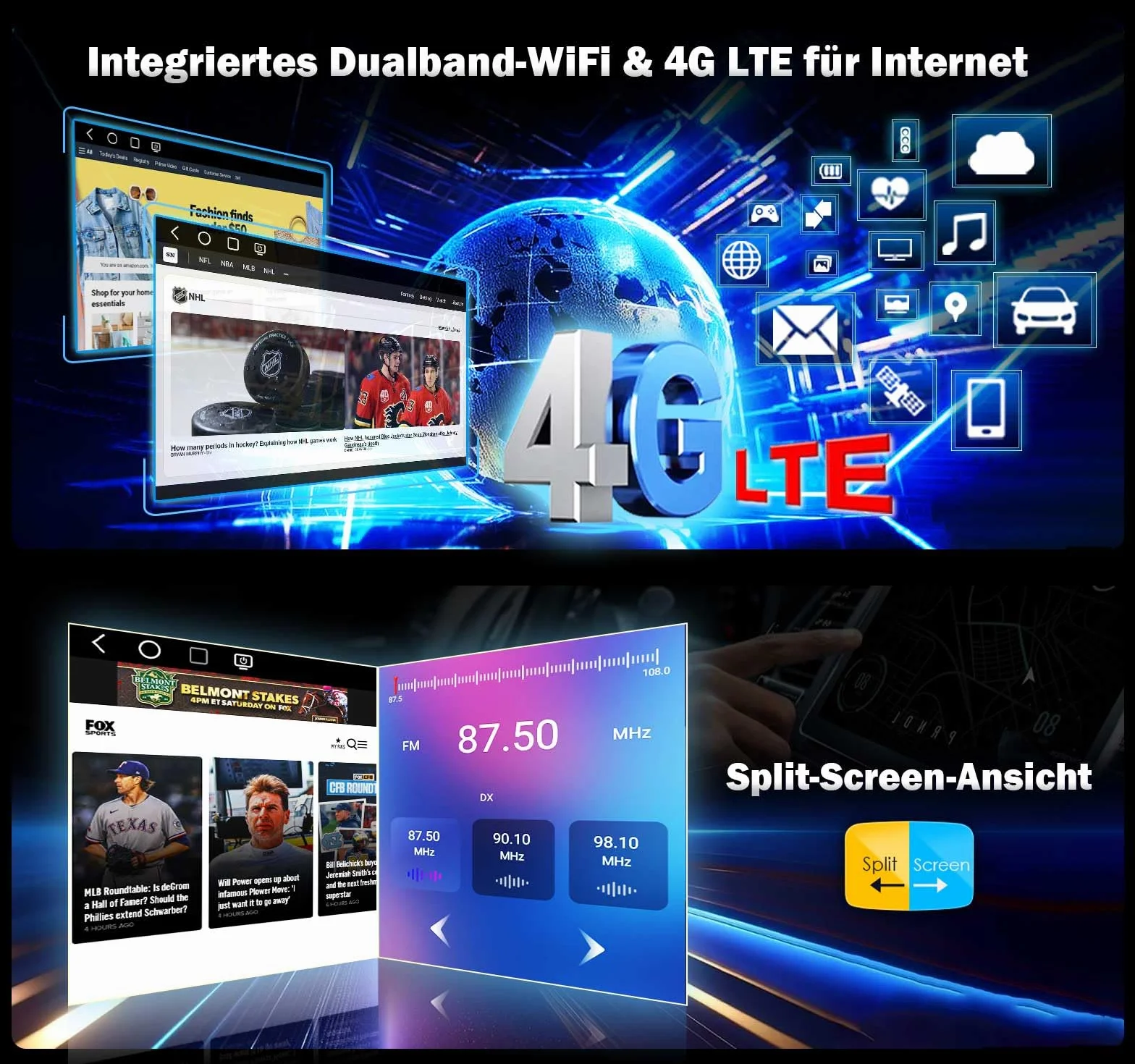 Qualcomm radio samochodowe ośmiordzeniowe 8 GB + 128 GB Android 14 DAB+ do Mercedes Benz C/CLC klasa W203 G klasa W463 z nawigacją GPS, bezprzewodowe, Apple CarPlay, Android, DSP, WiFi, Bluetooth 5.1