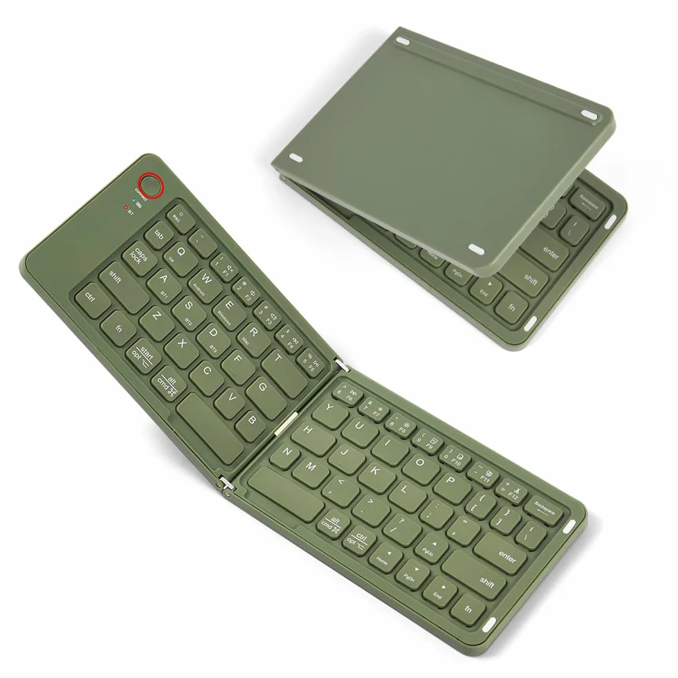 Aolso Składana klawiatura Bluetooth, mini przenośna klawiatura bezprzewodowa z klawiaturą cyfrową, ładowalna, bezprzewodowa klawiatura IPad, dla Windows iOS Android Tablet iPad - zielona
