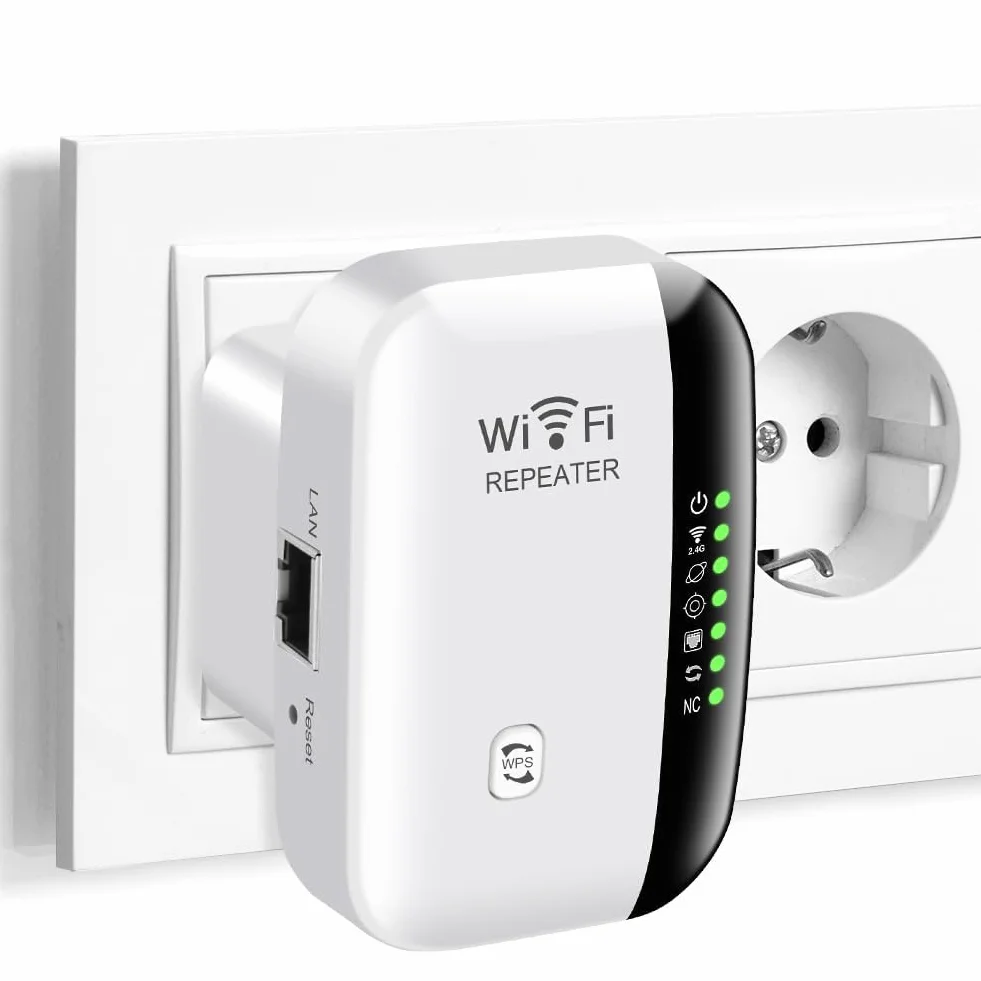 Flintronic Wzmacniacz WiFi 300 Mbit/s 2,4 GHz, wzmacniacz WiFi Long Range z trybem repeater/AP, wzmacniacz Wi-Fi z portem Ethernet do wszystkich urządzeń