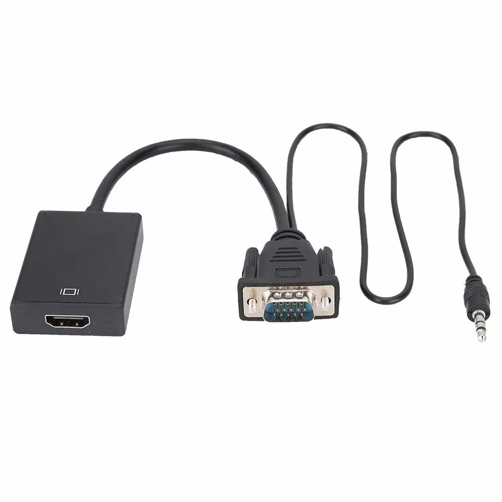 ASHATA Kabel konwertera VGA na HDMI, obsługa HD 1080P HDTV, transmisja audio USB