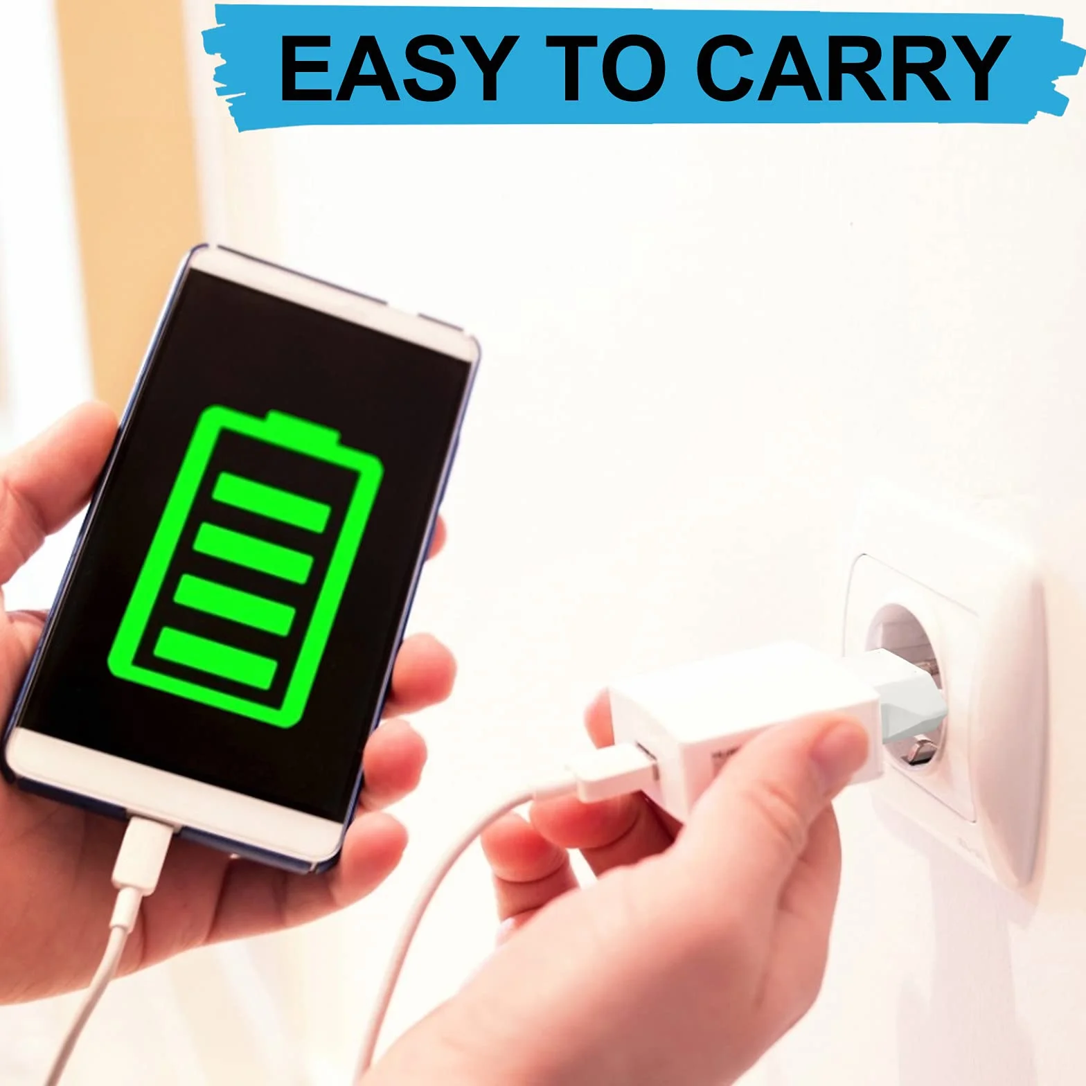 6 Pack US to Europe Plug Adapter - Type C European Travel Adapter, Wall Plug Power Converter for Europe (White)
