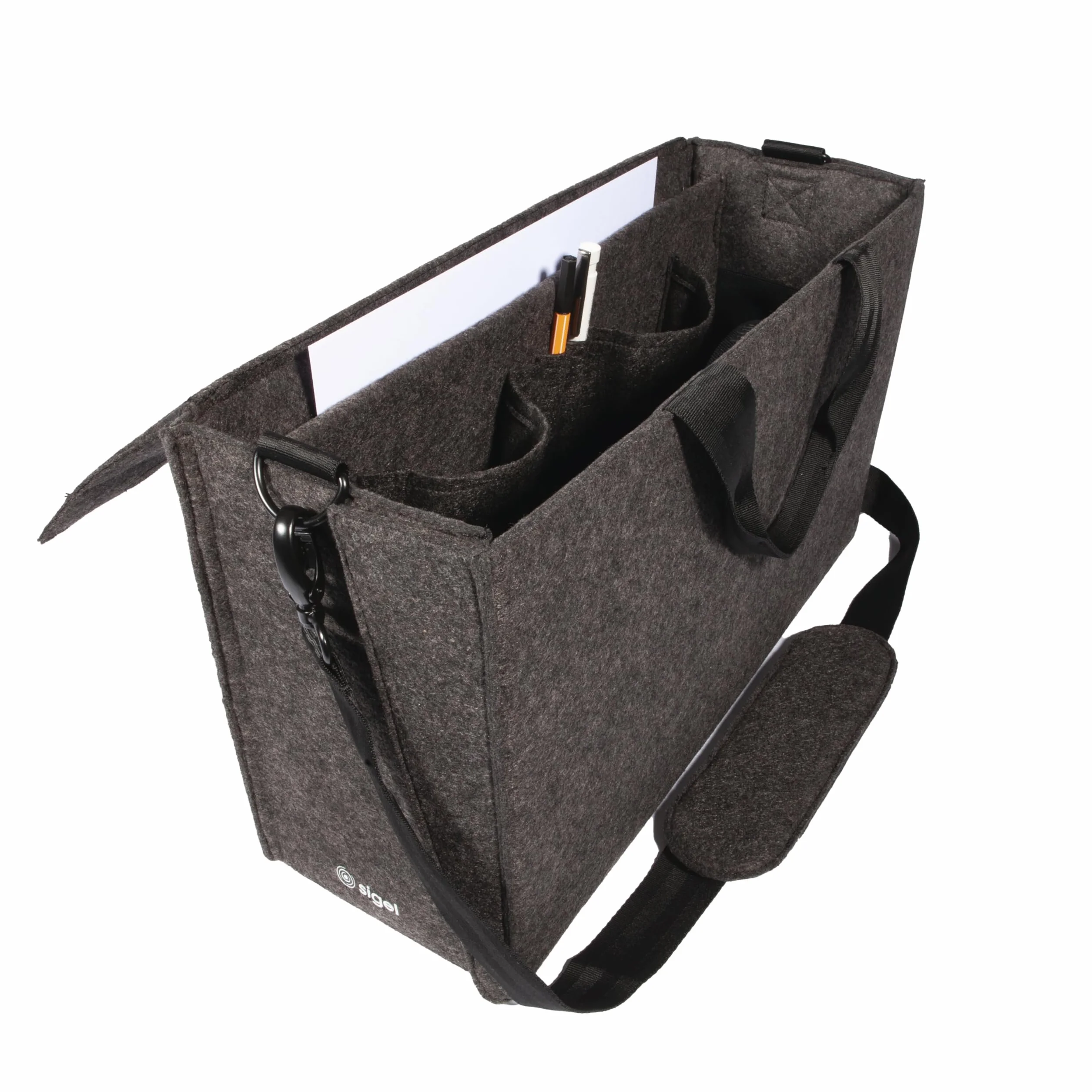 SIGEL BA417 Torba do dzielenia się biurkiem, przestrzeń robocza, filc syntetyczny, ciemnoszara, 45 x 28 x 15 cm