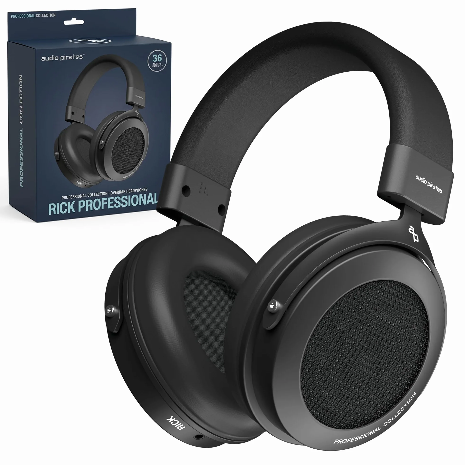 audio pirates Rick Professional nauszne słuchawki studyjne – wtyczka jack z etui, dźwięk HiFi, kabel 3 m i adapter 6,3 mm – słuchawki studyjne, słuchawki Hi-Fi, wtyczka jack (1)