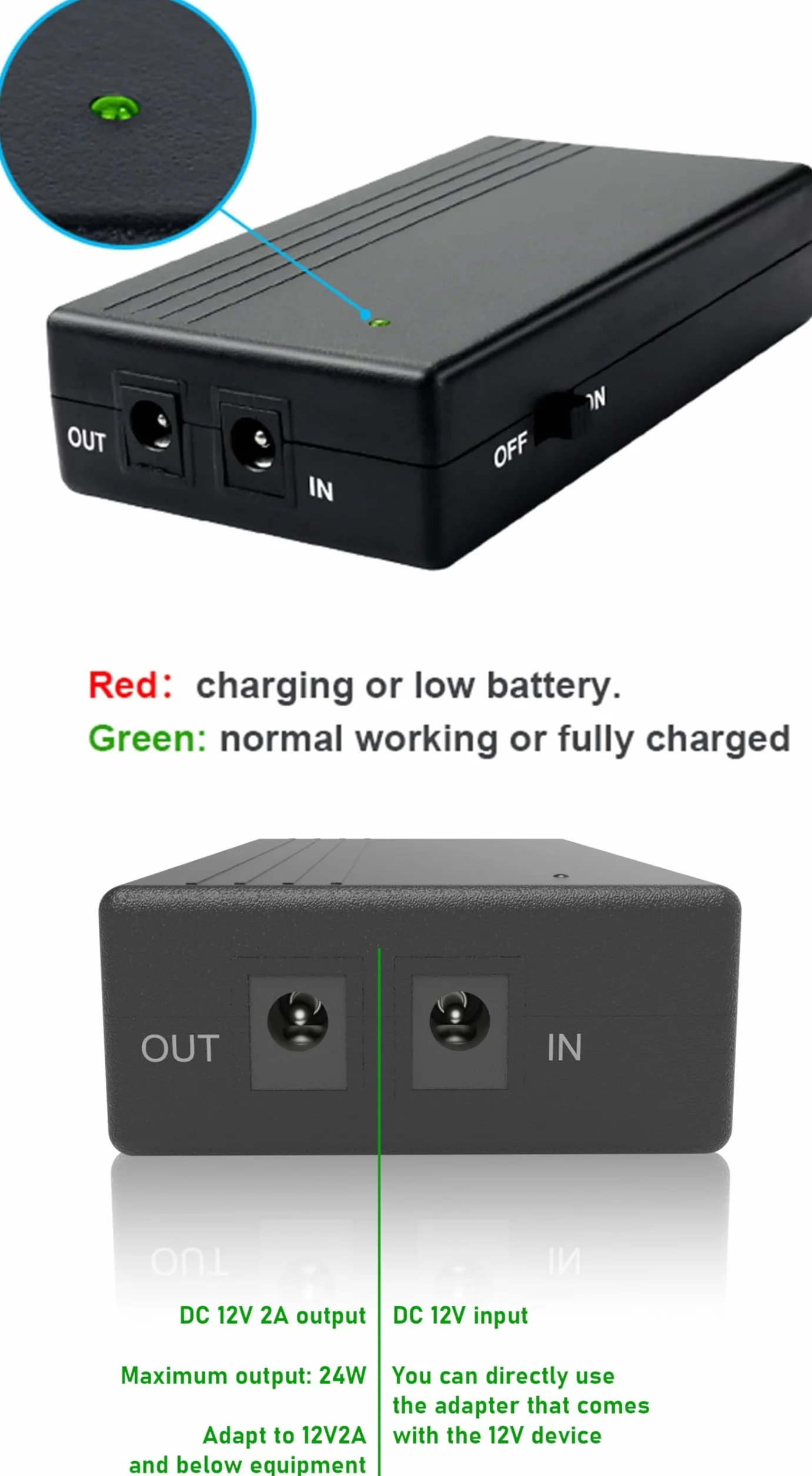 Zasilacz awaryjny Mini UPS 12V, 7800mah Zasilacze awaryjne bateria zapasowa ups bank mocy do routera kamery, Back up Battery Powerbank z Wyjście 12V DC