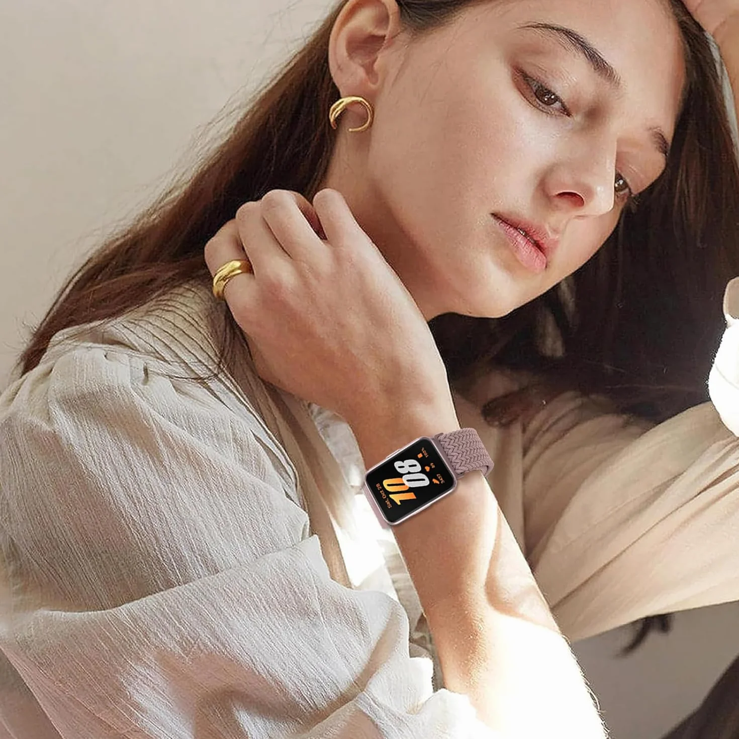Nylonowa pleciona opaska kompatybilna z Samsung Galaxy Fit 3 SM-R390, elastyczna magnetyczna klamra