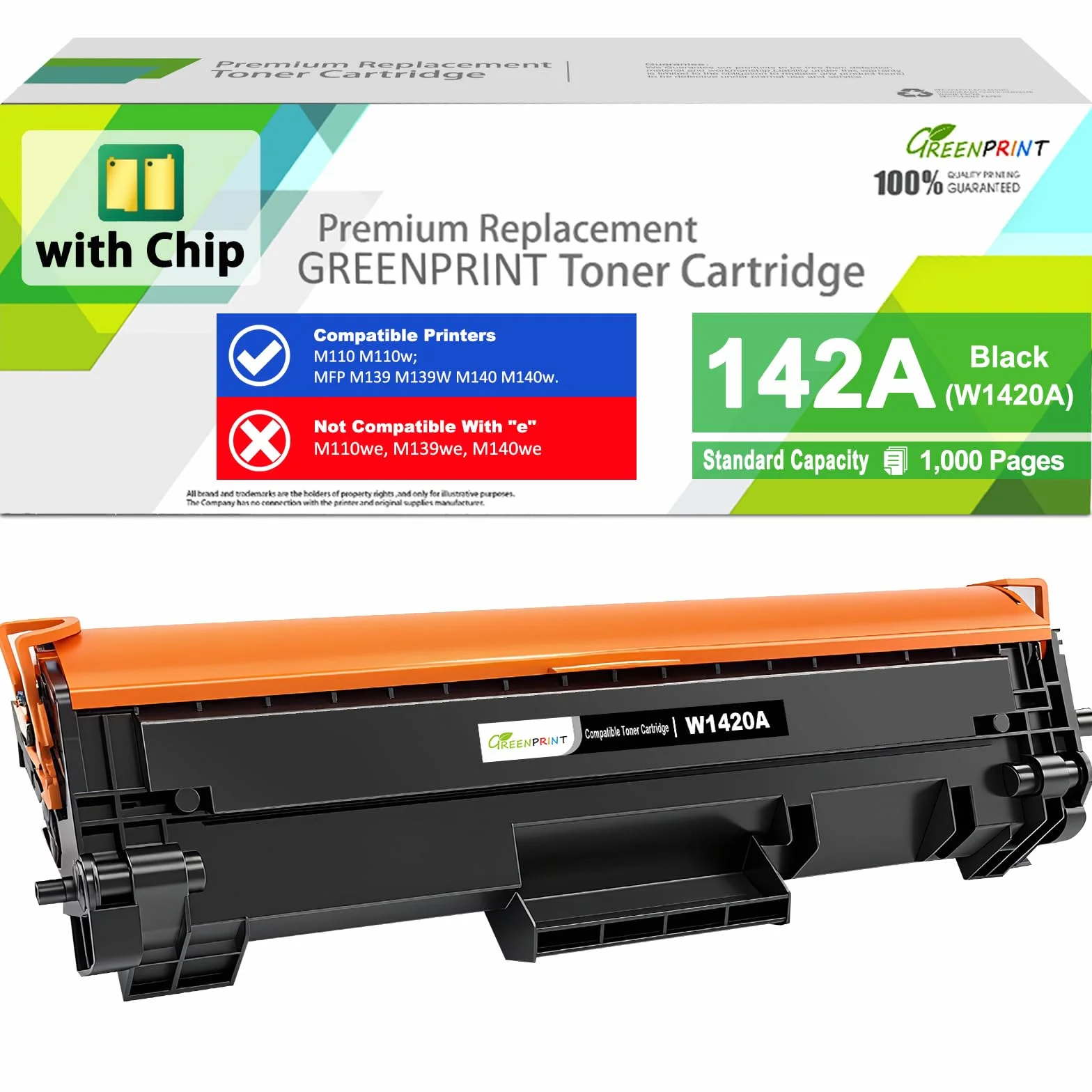 MET CHIP 142A W1420A kompatybilny toner 1000 stron standardowa pojemność czarny do drukarek H P LaserJet M110 M110w MFP M139 M139w M140 M140w drukarki, nie działa z modelem H P + kończącym się na "e"