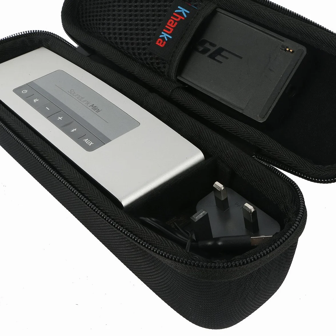 Khanka Twarde etui podróżne do przenośnego bezprzewodowego głośnika Bluetooth Bose Soundlink Mini II 2/1. Pasuje do ładowarki ściennej, kabli do ładowania. (tylko etui)